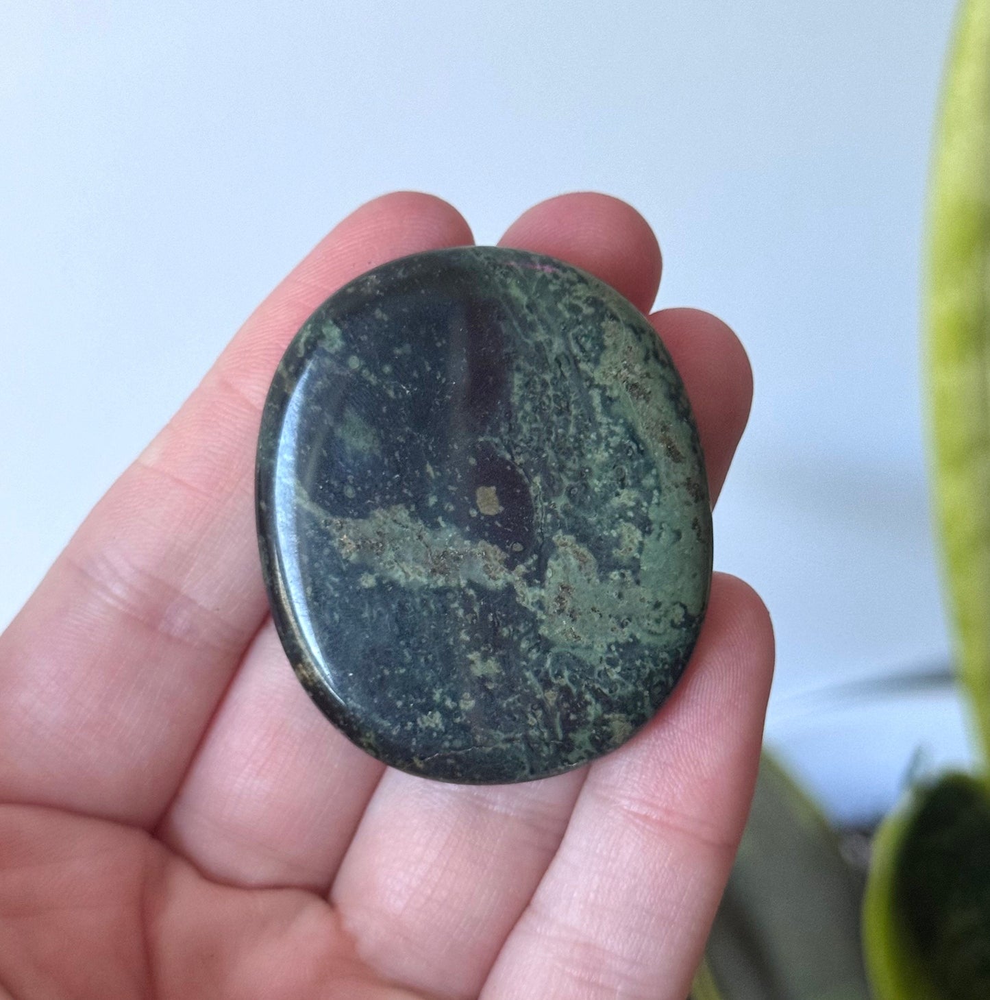 Beautiful Kambaba Jasper Flat Stones | One Kambaba Jasper Round Palm Stone Pocket Stone