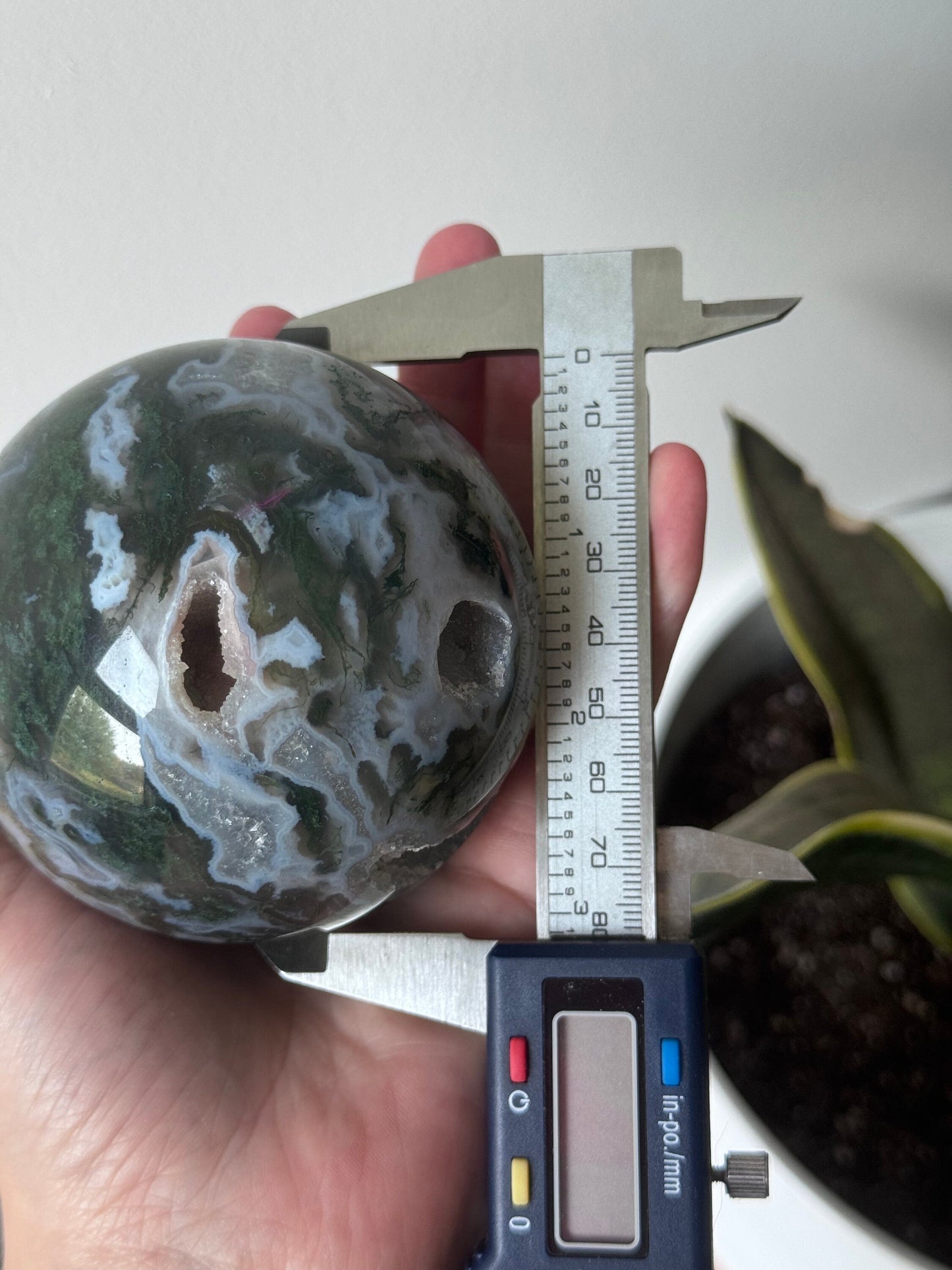 Beautiful Druzy Moss Agate Sphere 80mm | Moss Agate Crystal Ball