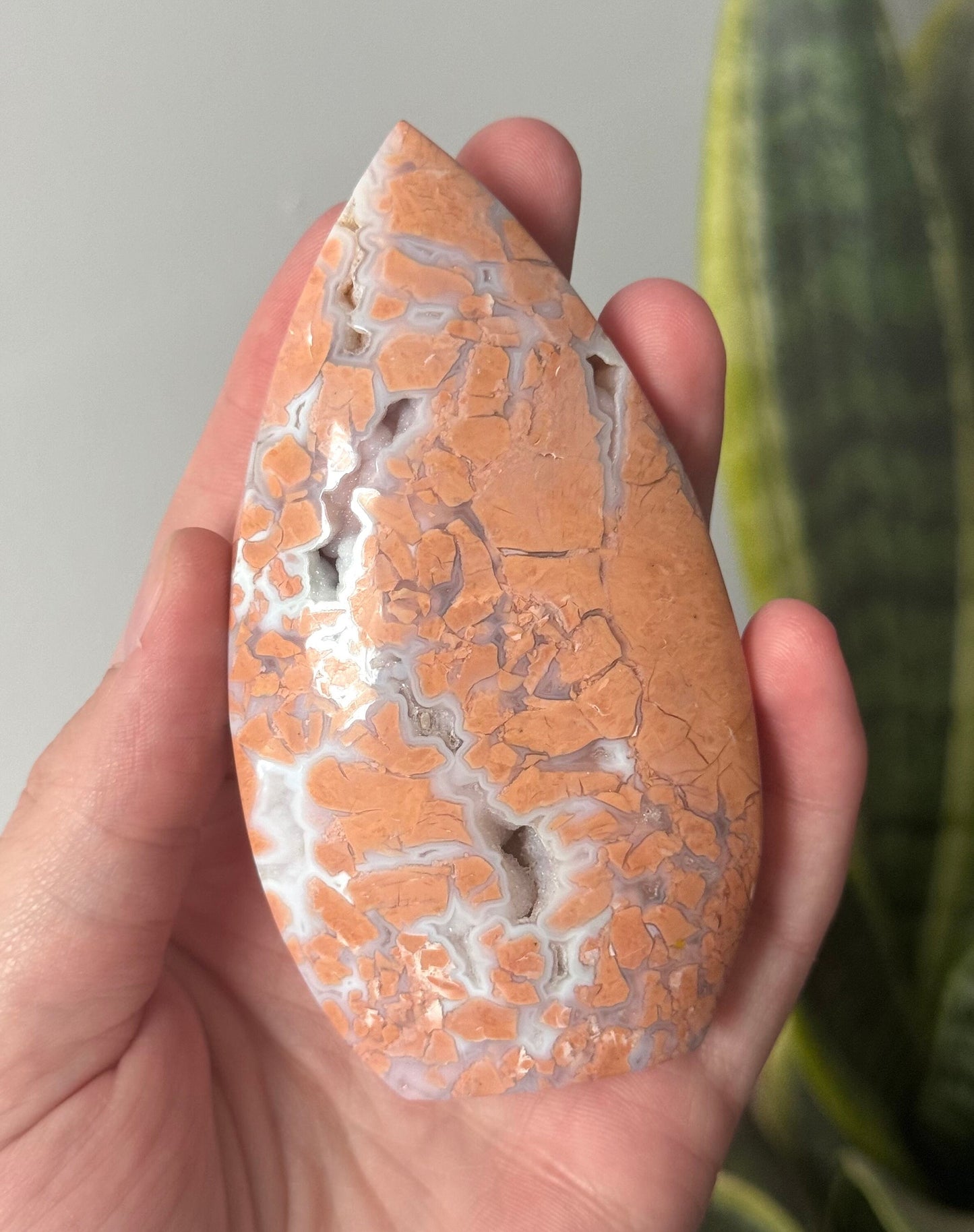 Beautiful Pink Cotton Candy Agate Flame Carving from Mexico | Cotton Candy Agate Freeform