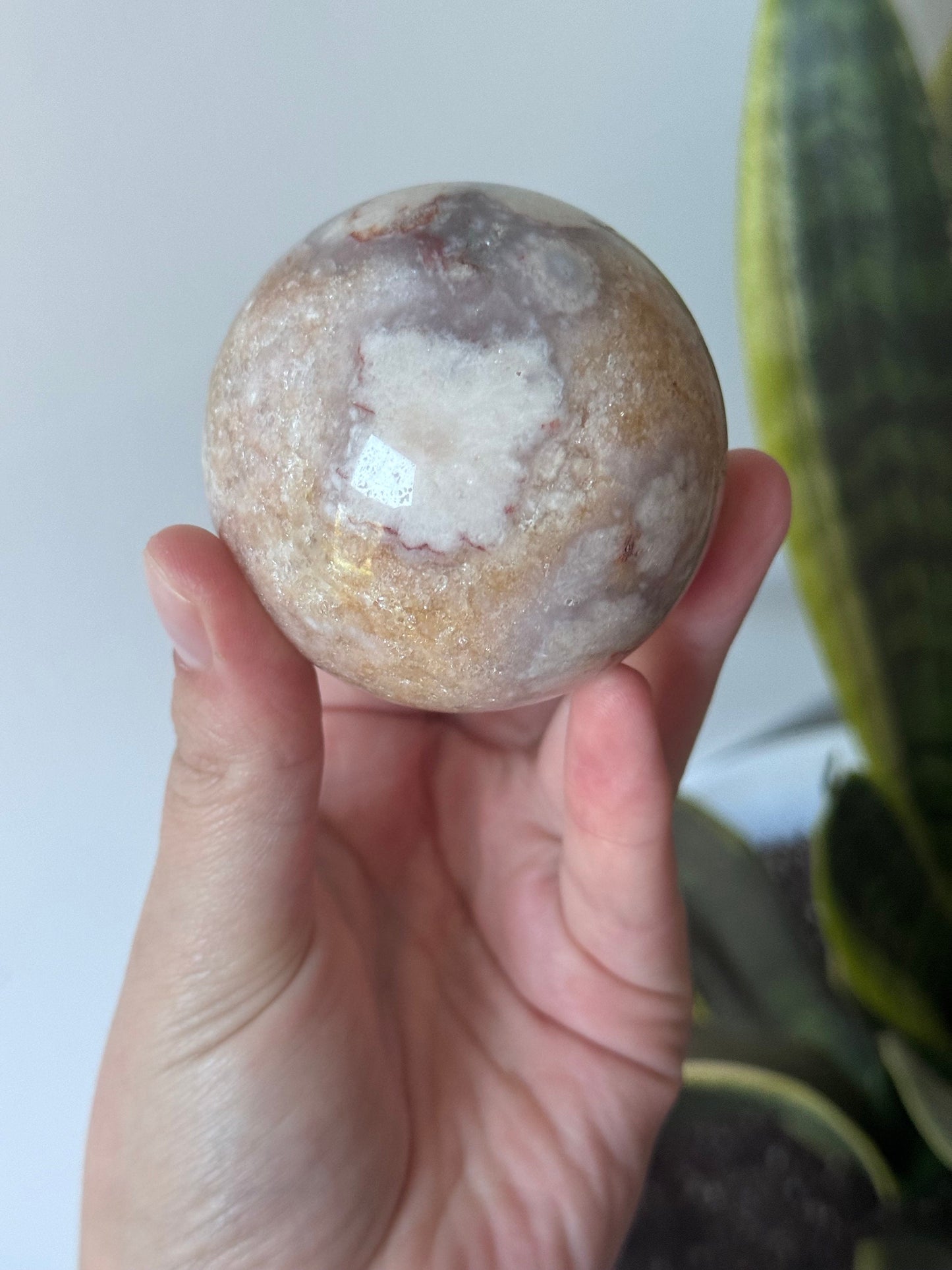 Beautiful Pink Amethyst Sphere with Flower Agate from Brazil | 62mm Pink Flower Amethyst Sphere
