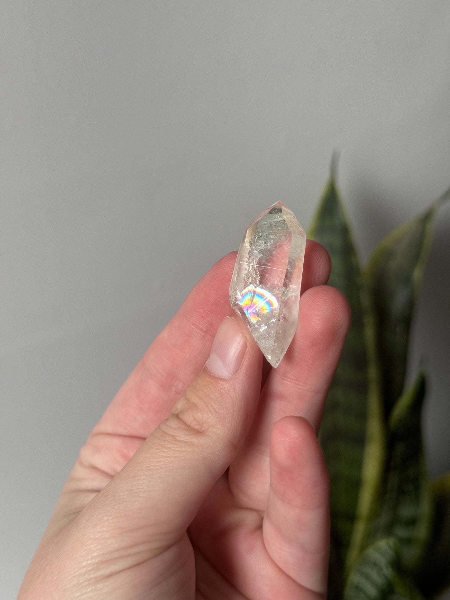 Beautiful Double Terminated Lemurian Quartz Point from Colombia with Rainbow