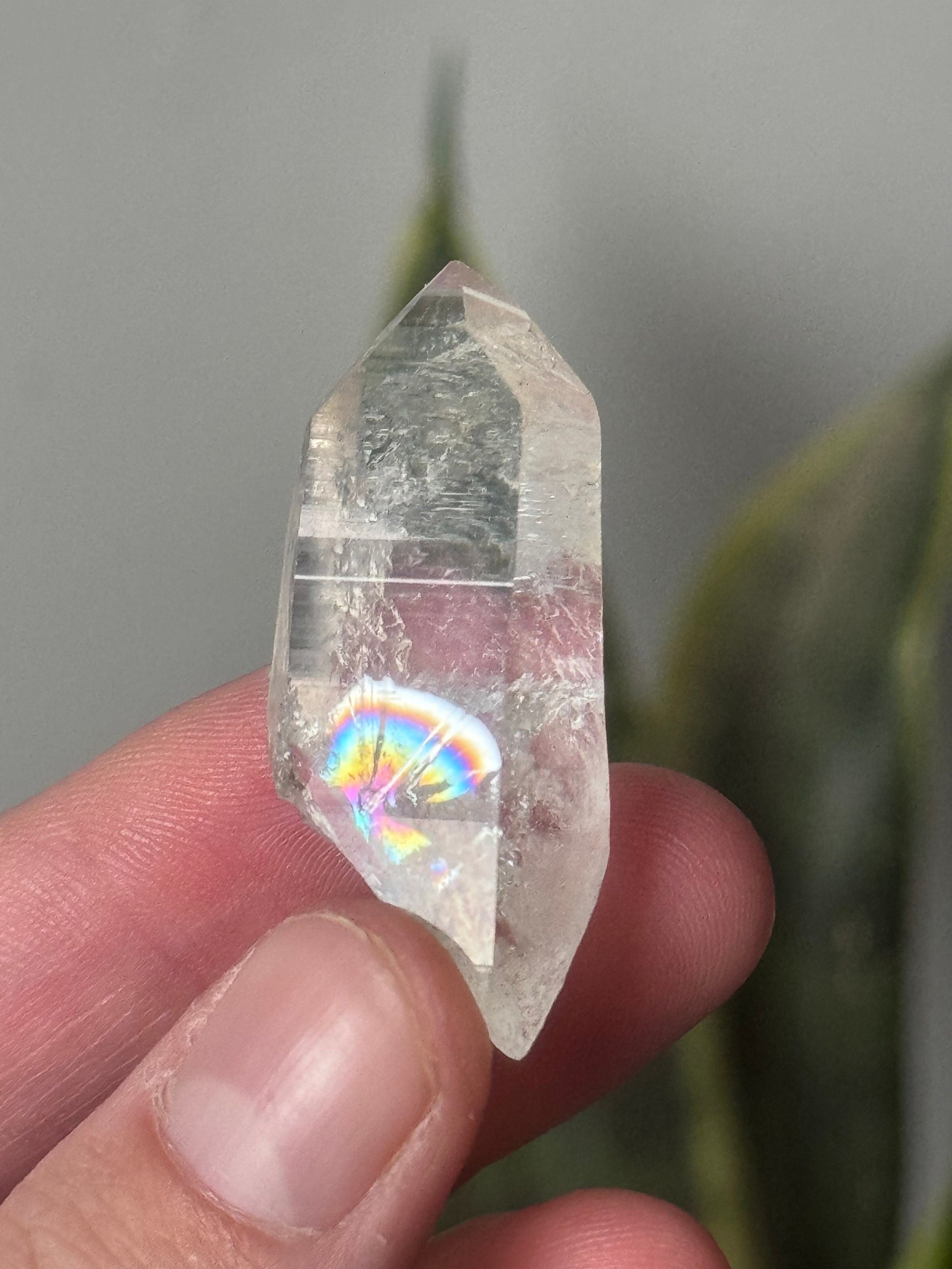 Beautiful Double Terminated Lemurian Quartz Point from Colombia with Rainbow