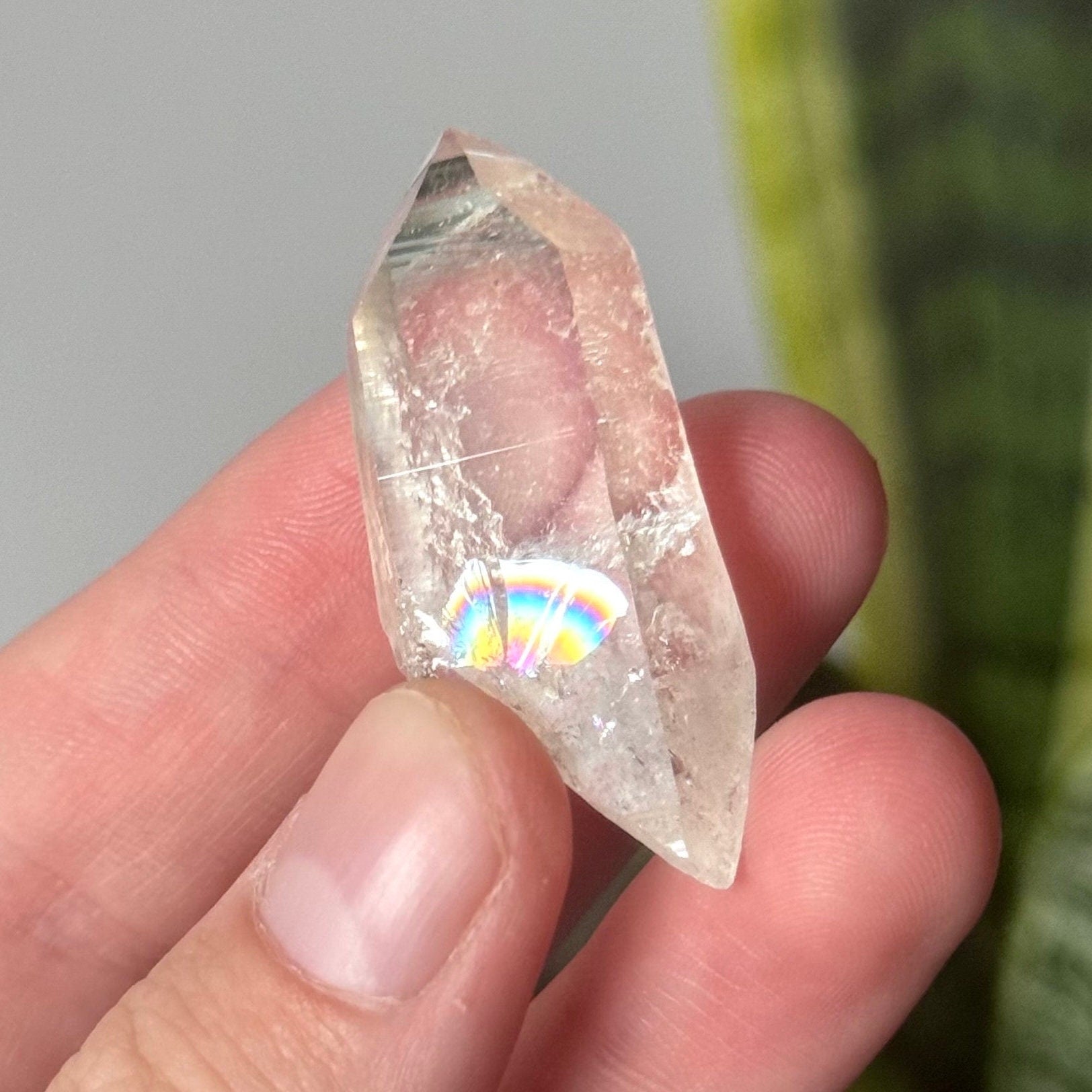 Beautiful Double Terminated Lemurian Quartz Point from Colombia with Rainbow