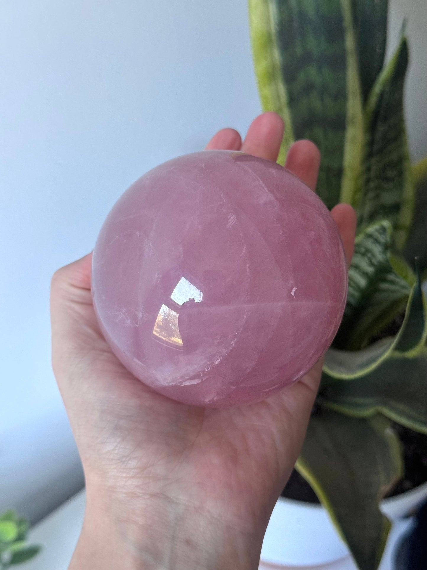 Gorgeous Rose Quartz Sphere with Star Flash | 85mm Rose Quartz Ball with Asterism