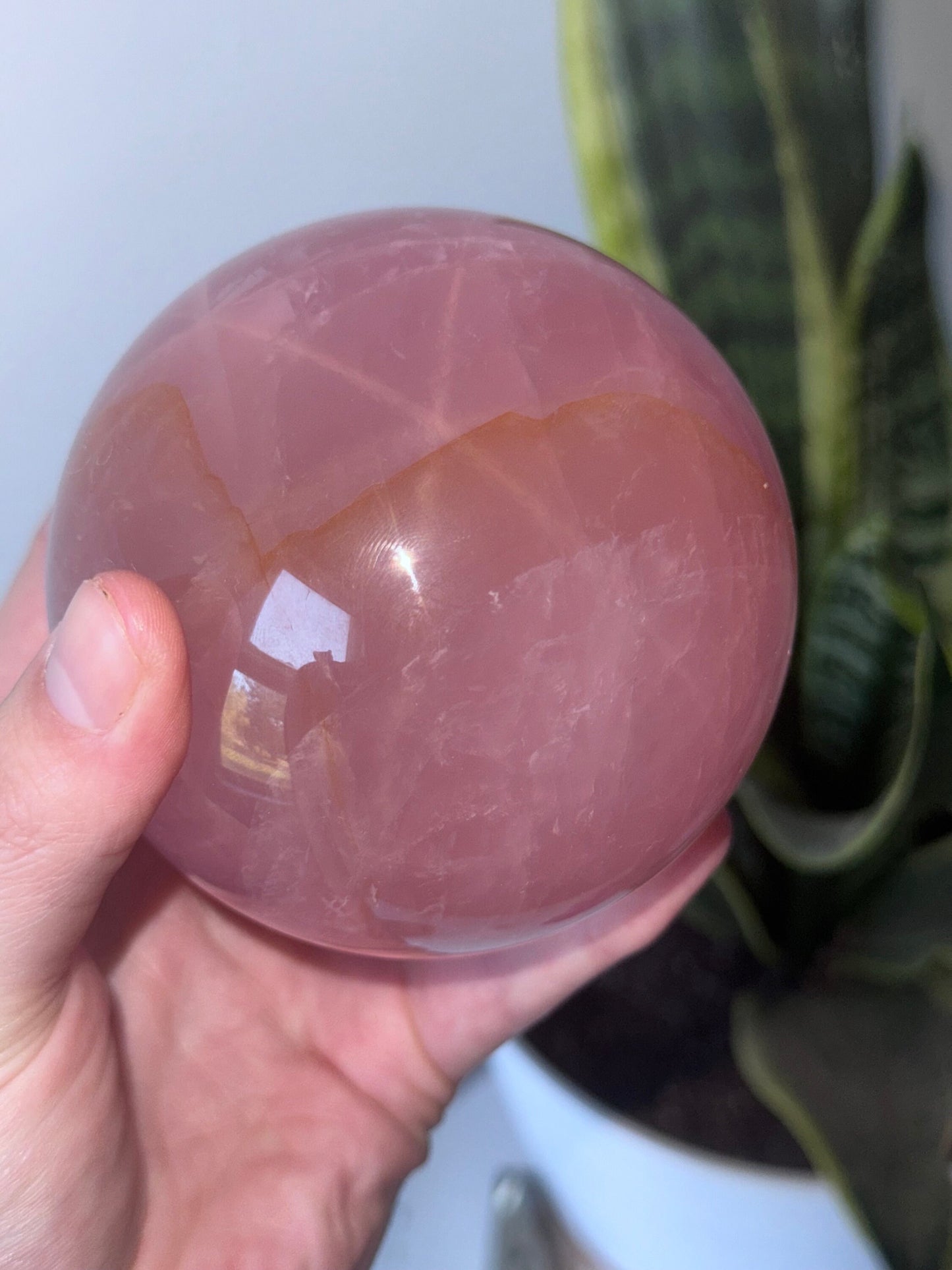 Gorgeous Rose Quartz Sphere with Star Flash | 85mm Rose Quartz Ball with Asterism