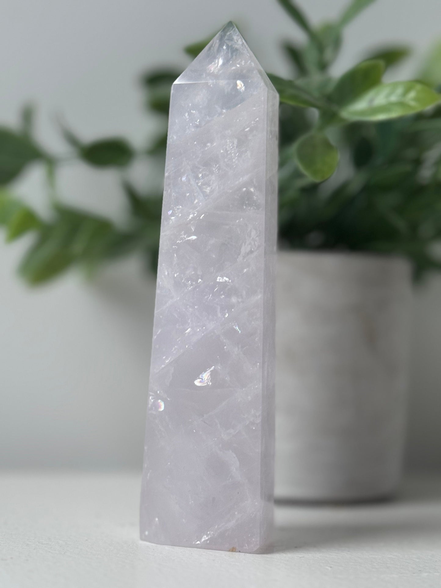 Beautiful Lavender Quartz Obelisk | Lavender Quartz Tower Generator with Rainbows