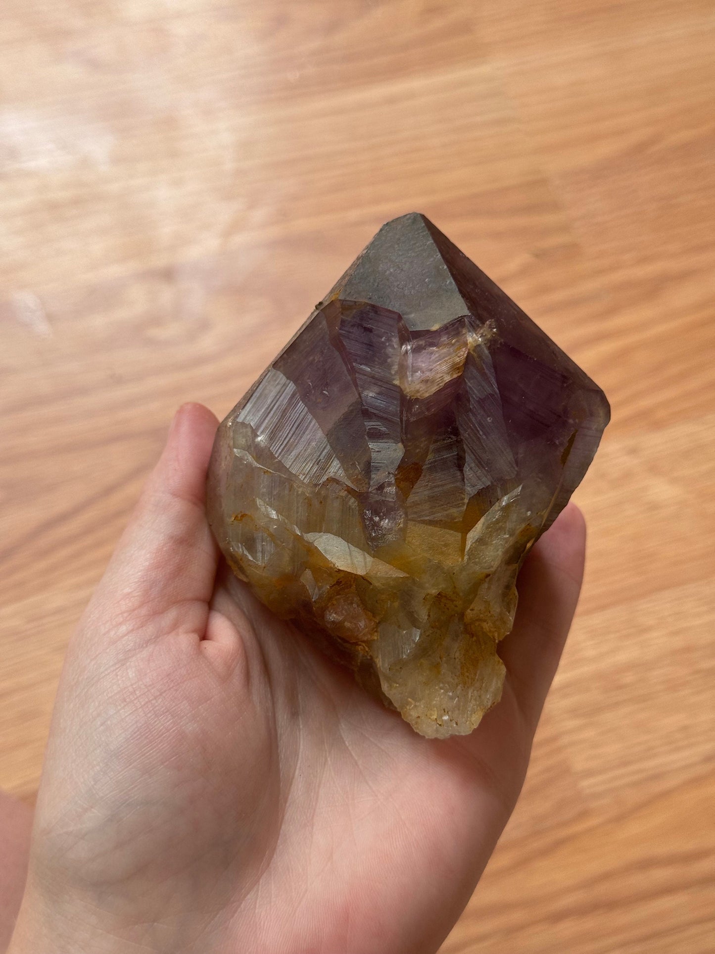 Stunning Large Raw Amethyst Top Point from Congo with Iron Inclusions | Misfit Crystal with Chip