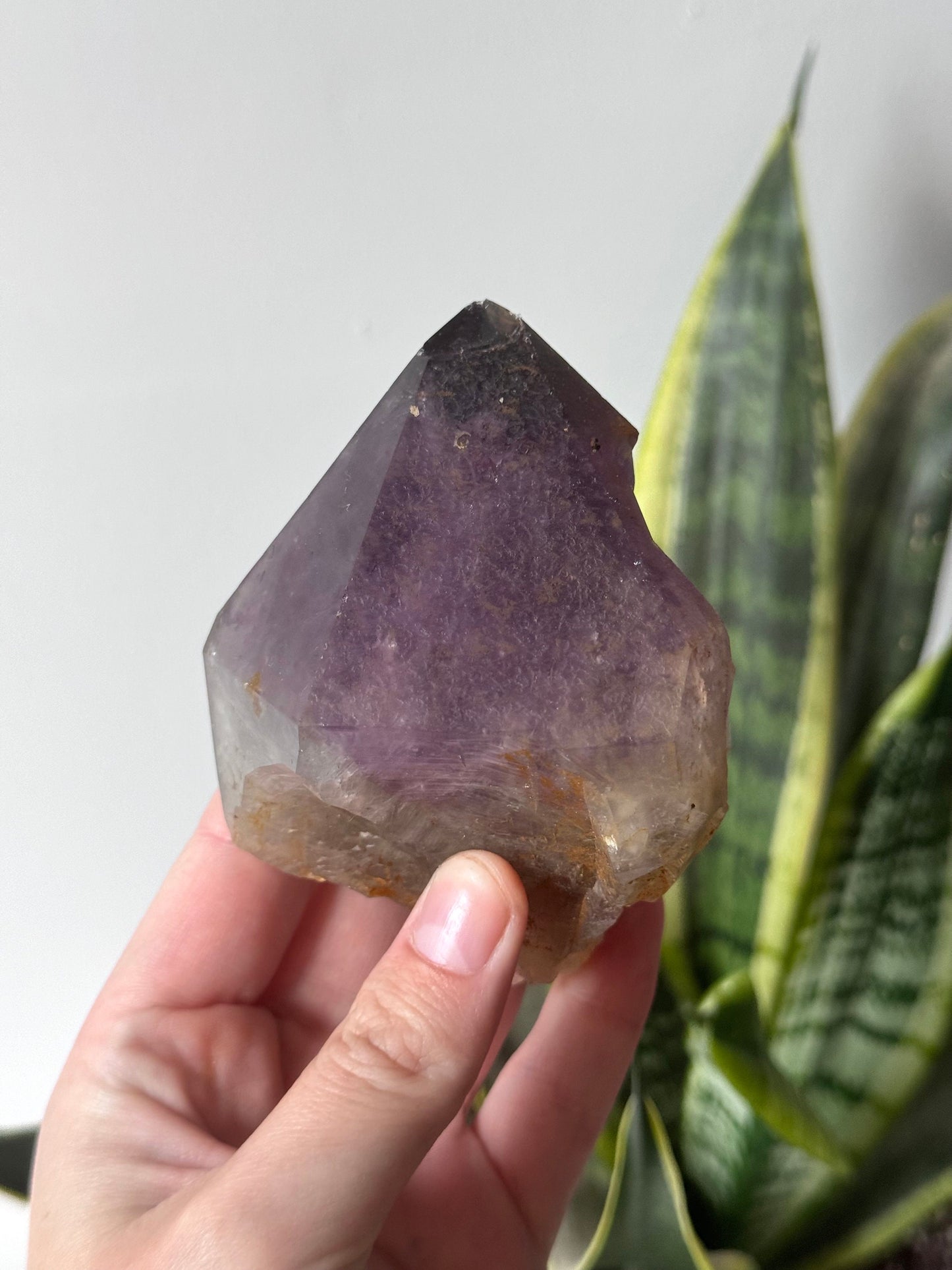 Stunning Large Raw Amethyst Top Point from Congo with Iron Inclusions | Misfit Crystal with Chip