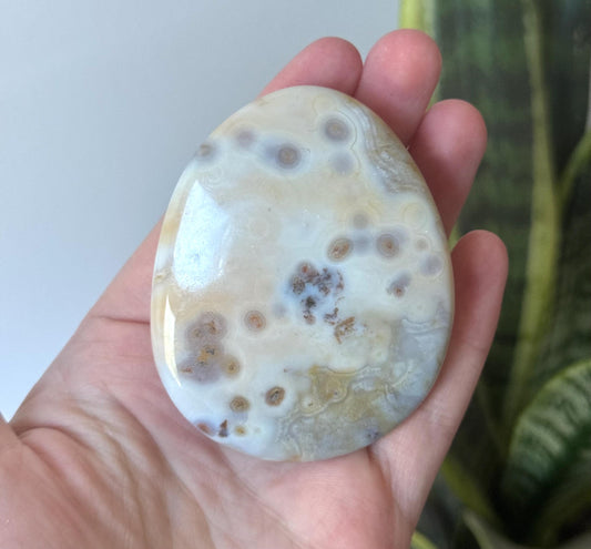 Beautiful Veinless Ocean Jasper Palm Stone from Madagascar