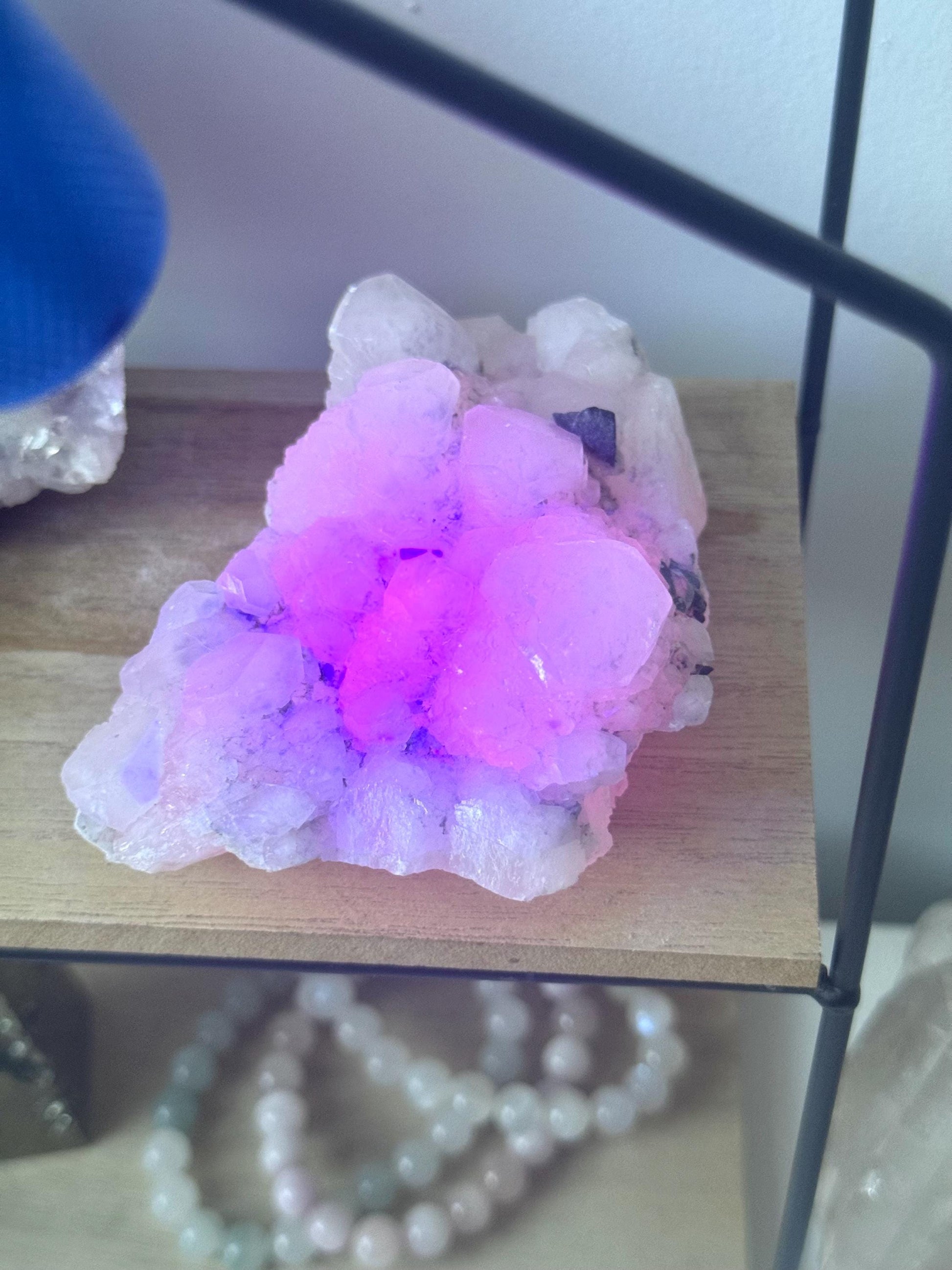 Beautiful UV Reactive Mangano Calcite Specimen | Raw Mangano Calcite Chunk