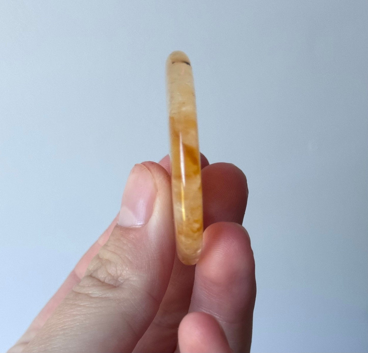 Beautiful Golden Healer Flat Stones | One Hematoid in Quartz Round Palm Stone Worry Stone Pebble