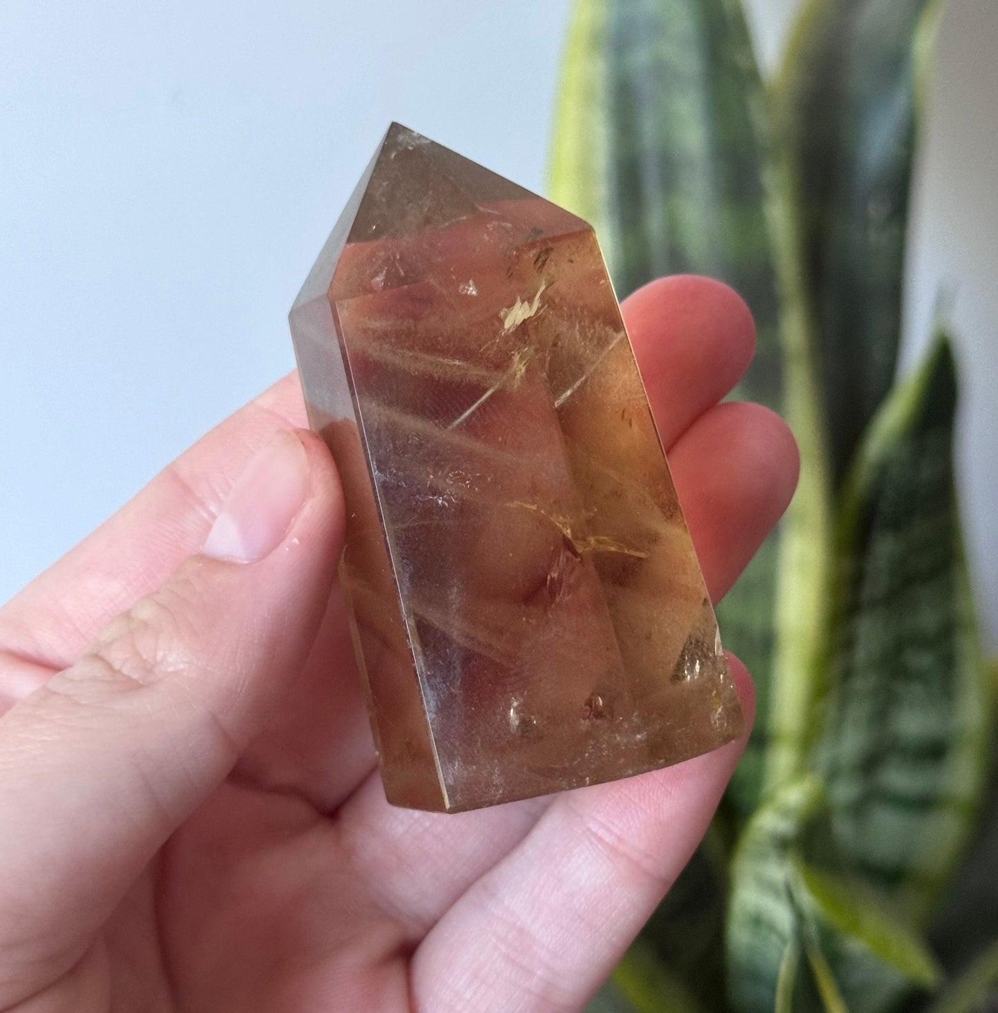 Beautiful Honey Citrine Obelisk with Phantoms | Citrine Tower with Inclusions