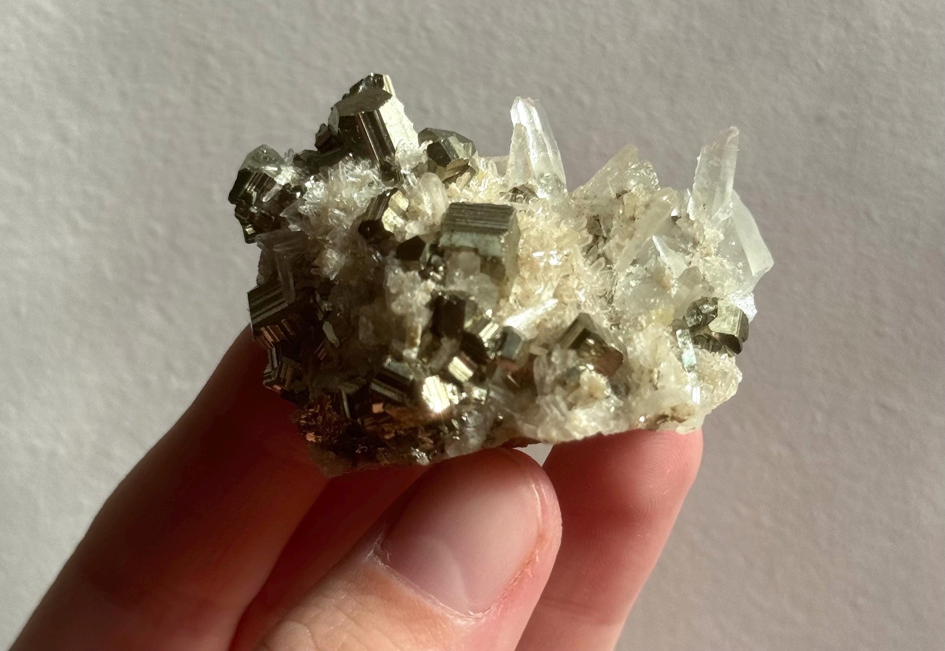 Gorgeous Pyrite on Clear Quartz Cluster Specimen | Pyrite Quartz Specimen