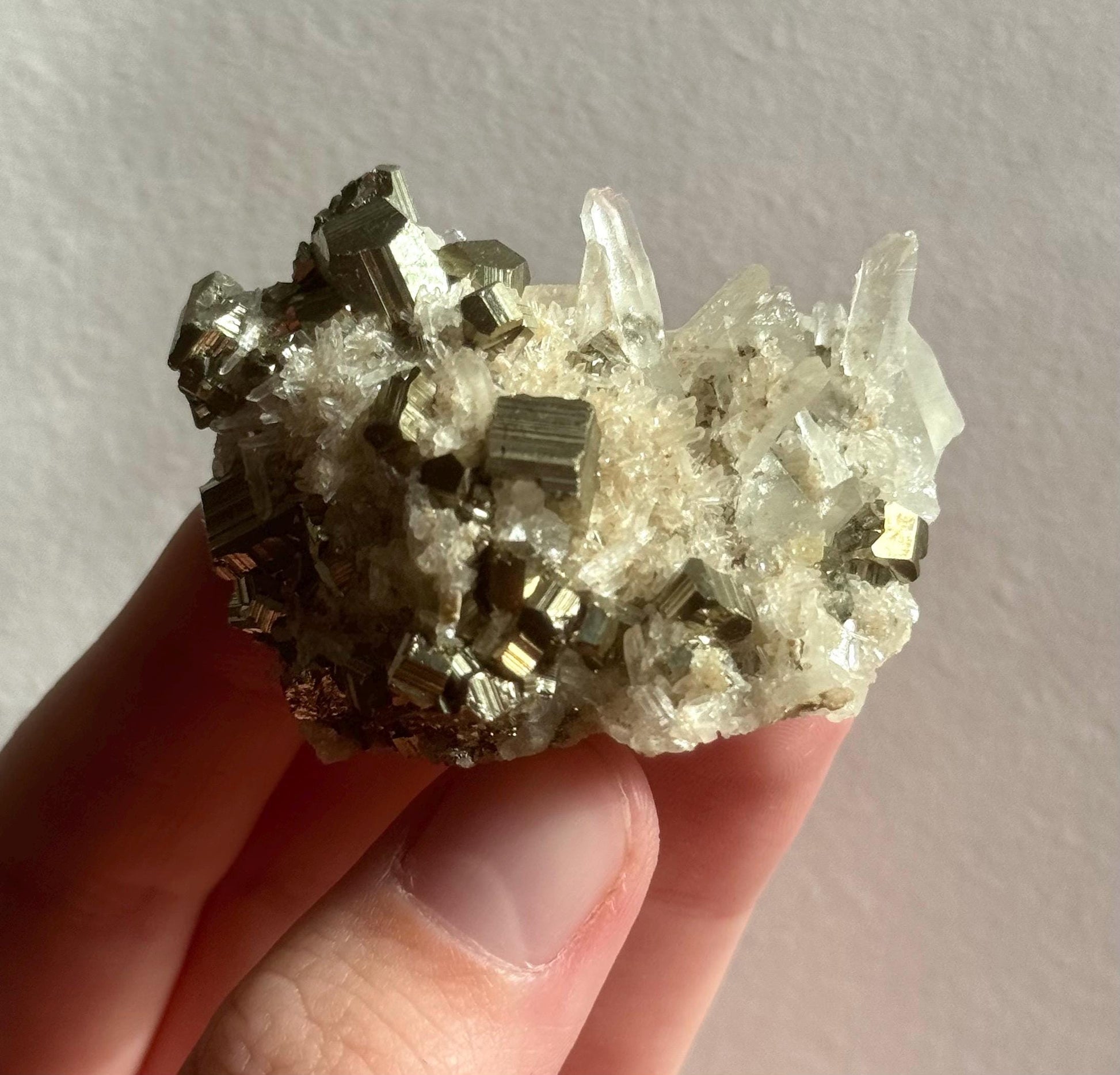 Gorgeous Pyrite on Clear Quartz Cluster Specimen | Pyrite Quartz Specimen