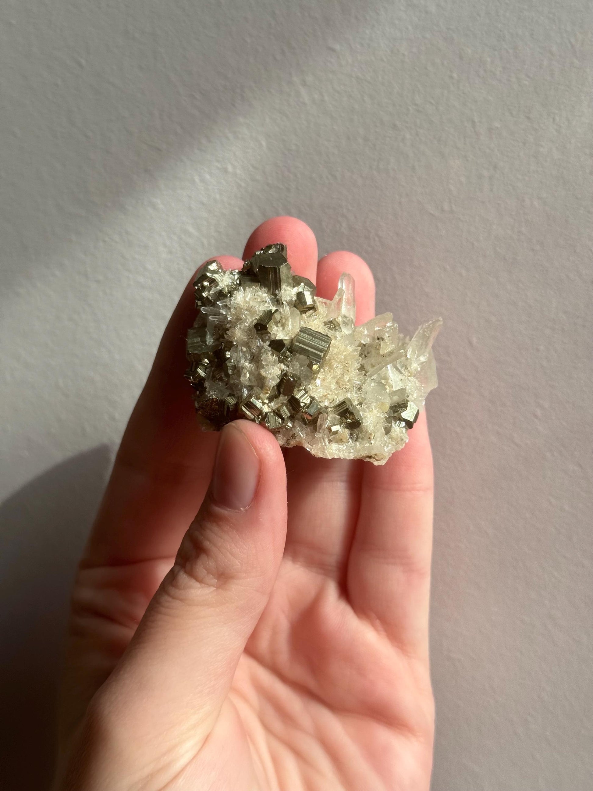 Gorgeous Pyrite on Clear Quartz Cluster Specimen | Pyrite Quartz Specimen