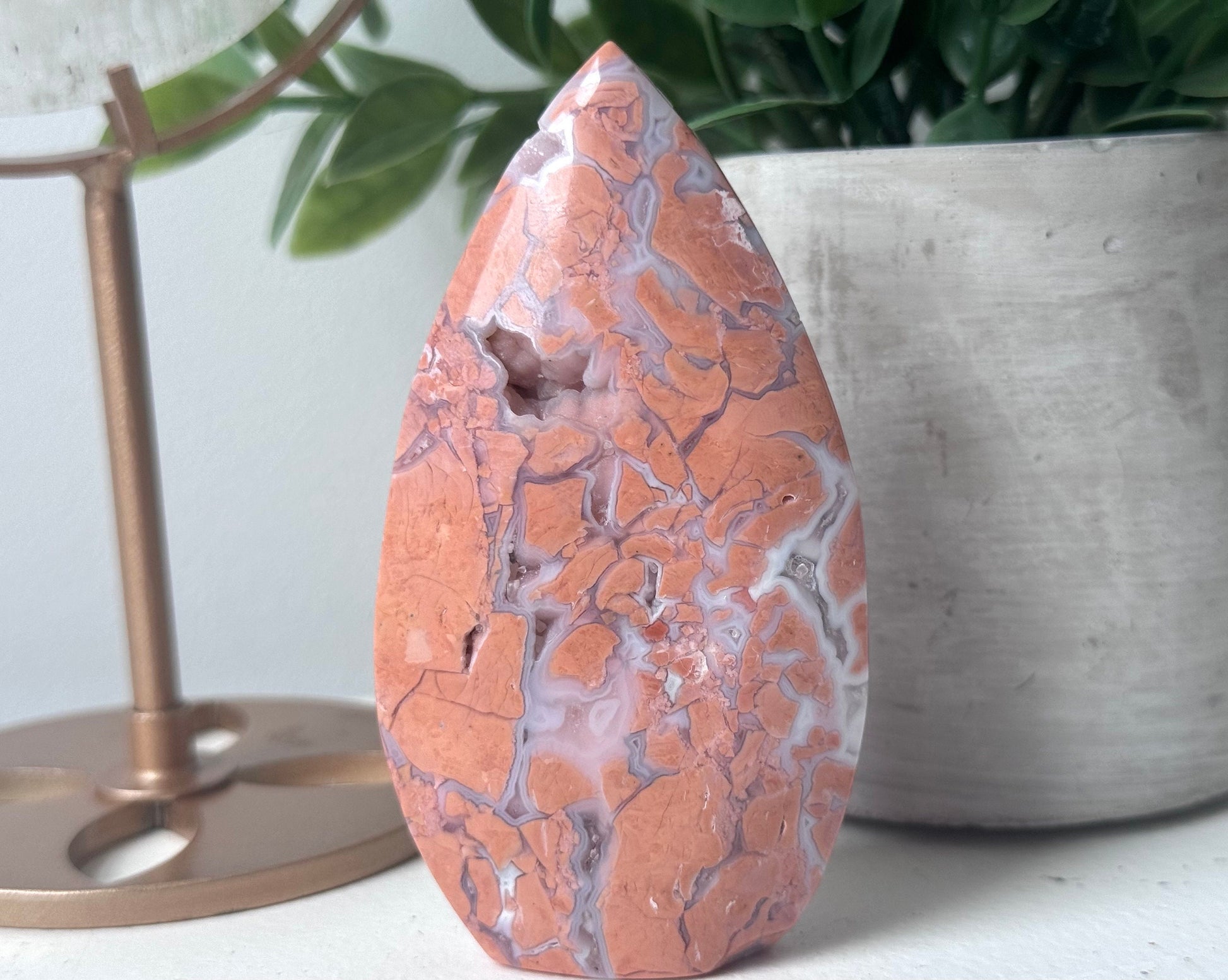 Beautiful Pink Cotton Candy Agate Flame Carving from Mexico | Cotton Candy Agate Freeform