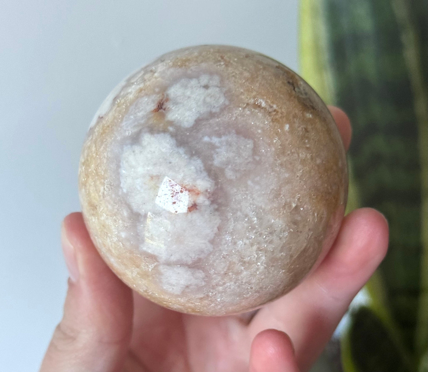 Beautiful Pink Amethyst Sphere with Flower Agate from Brazil | 62mm Pink Flower Amethyst Sphere