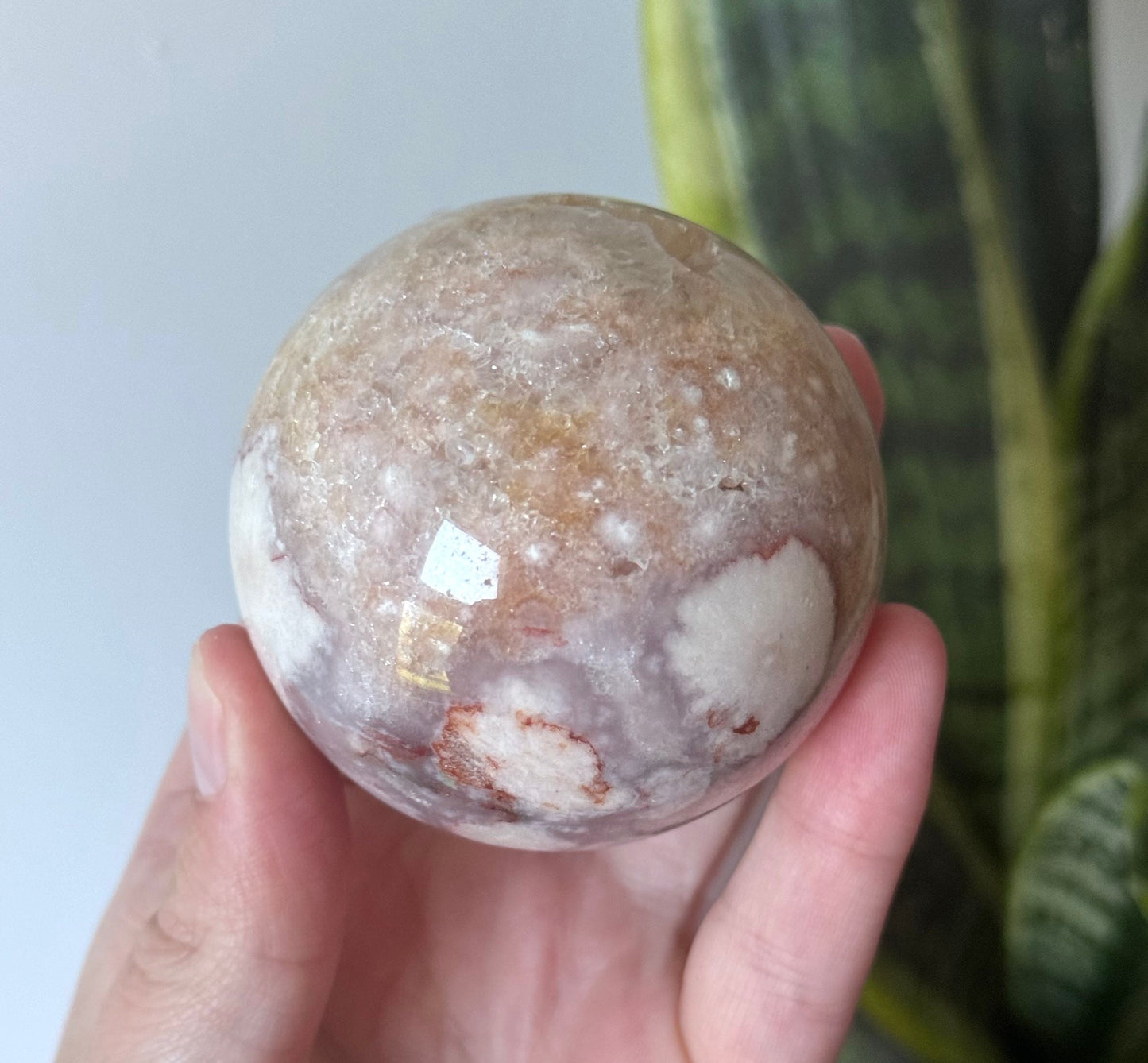 Beautiful Pink Amethyst Sphere with Flower Agate from Brazil | 62mm Pink Flower Amethyst Sphere