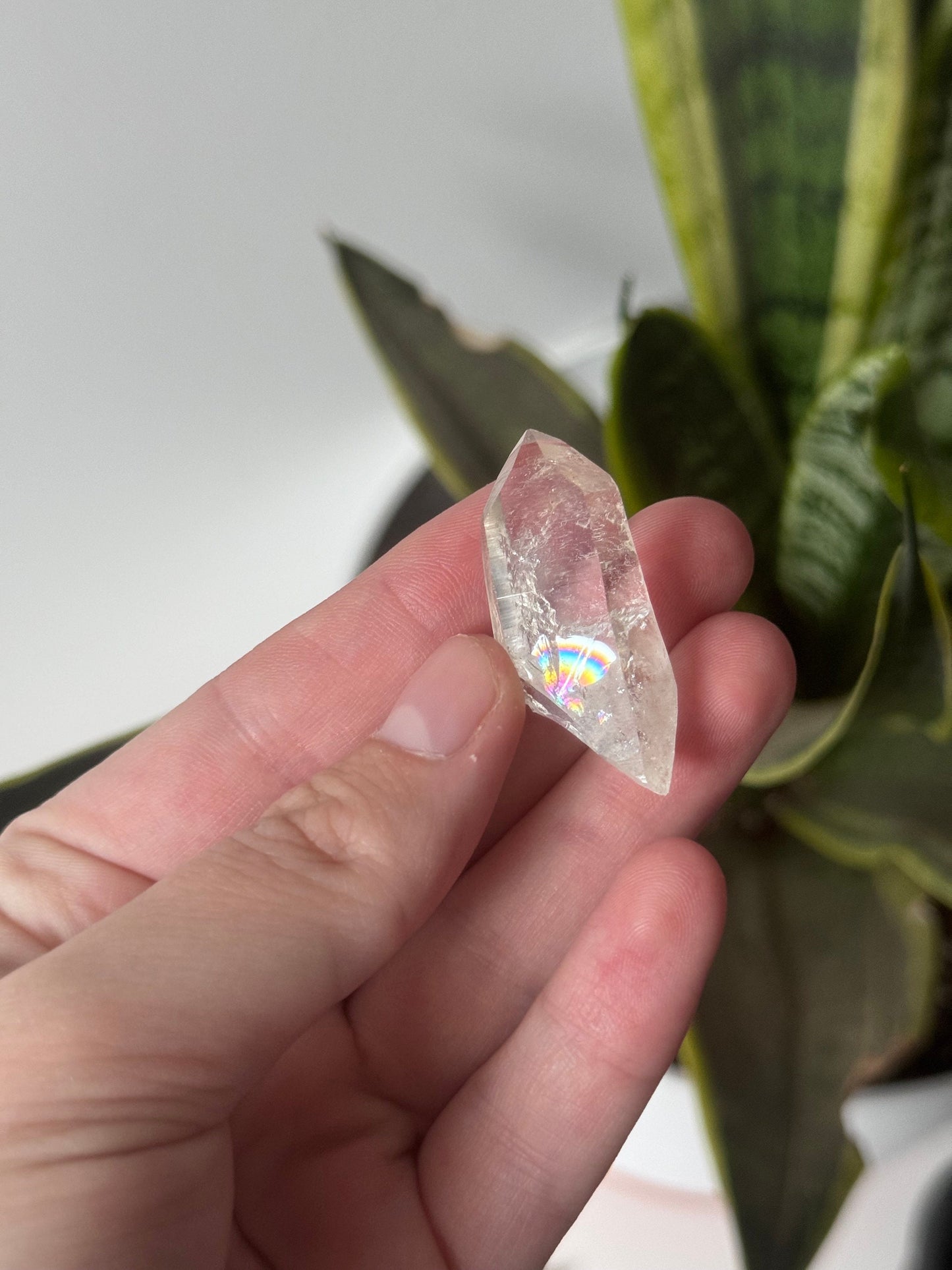 Beautiful Double Terminated Lemurian Quartz Point from Colombia with Rainbow