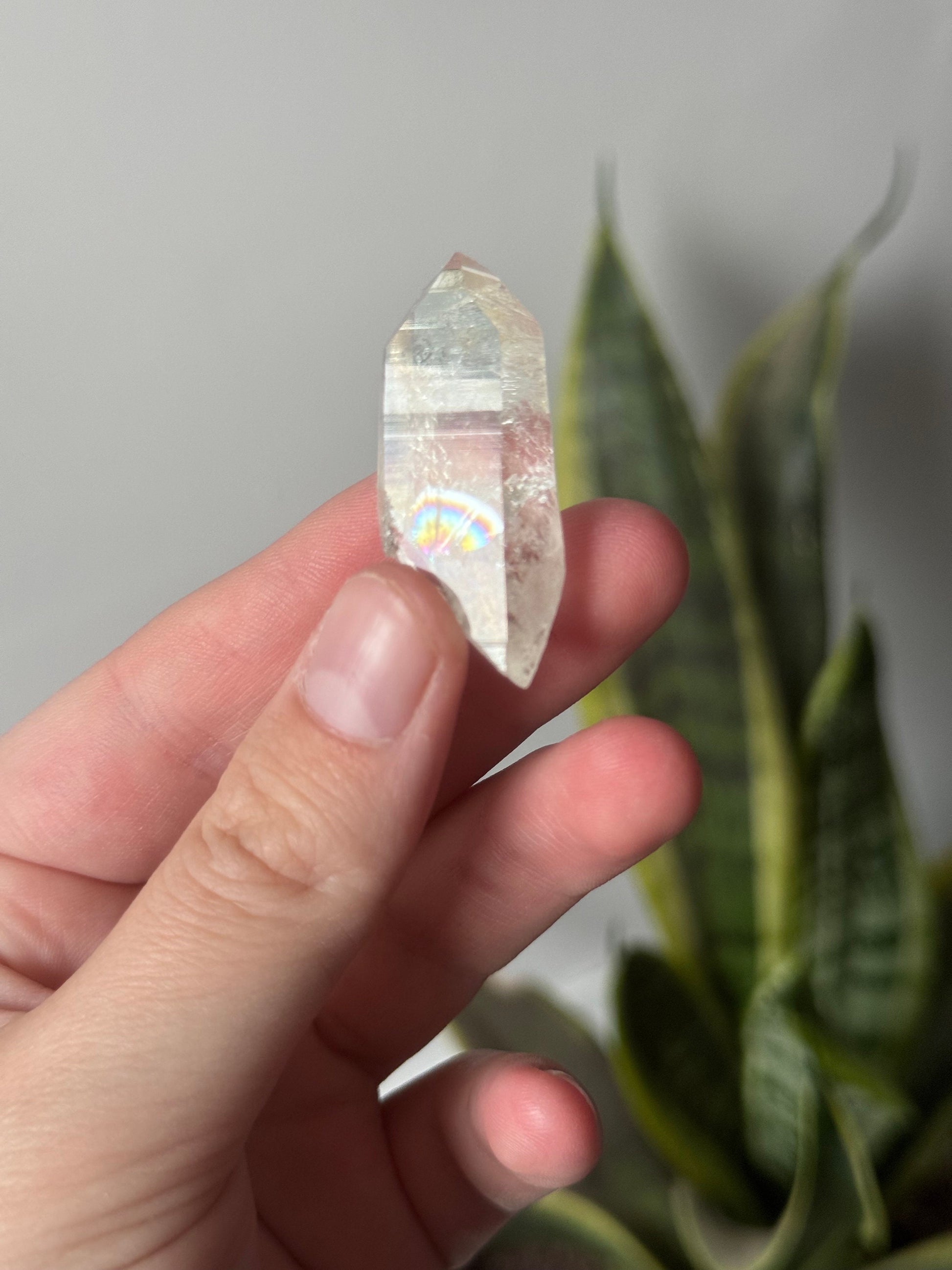 Beautiful Double Terminated Lemurian Quartz Point from Colombia with Rainbow