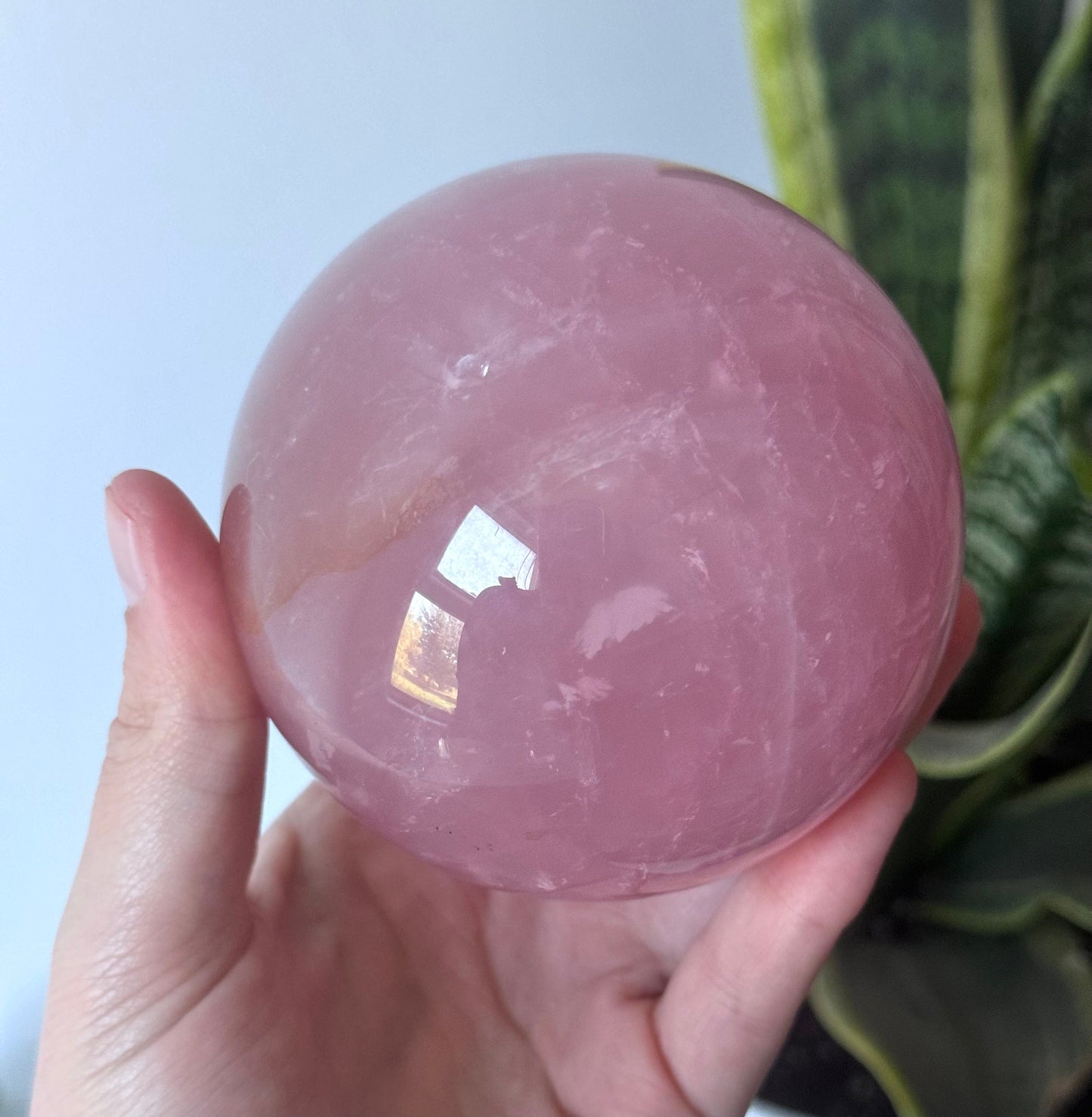 Gorgeous Rose Quartz Sphere with Star Flash | 85mm Rose Quartz Ball with Asterism