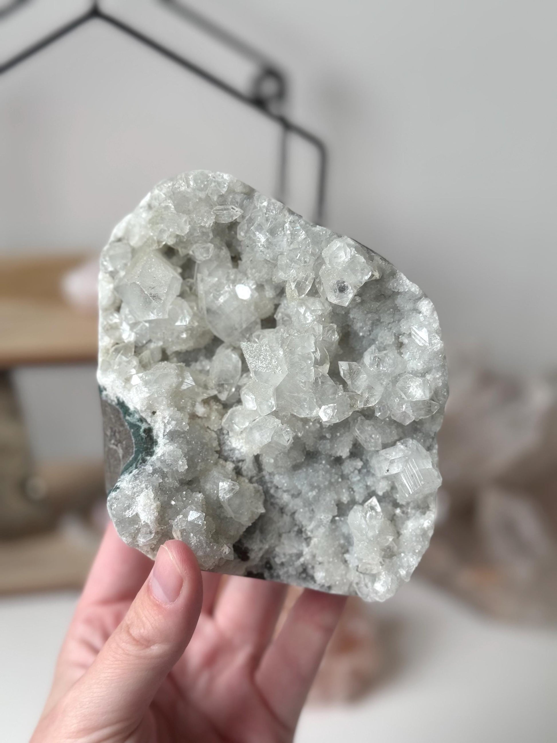 Gorgeous Raw Apophyllite on Chalcedony Cluster from India