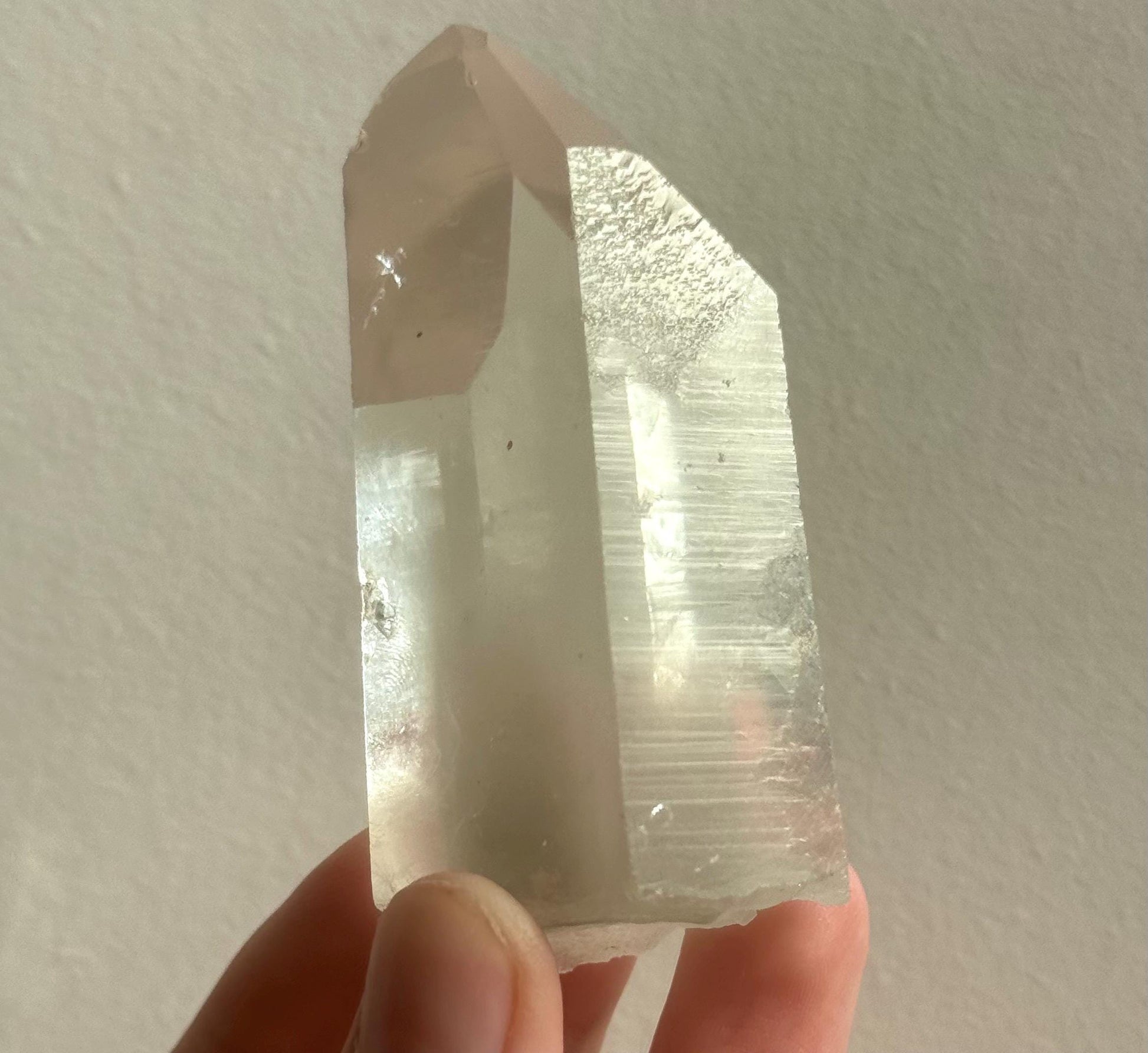 RARE Grey Lithium Lemurian Quartz Point from Brazil | Grey Phantom Inclusion Quartz