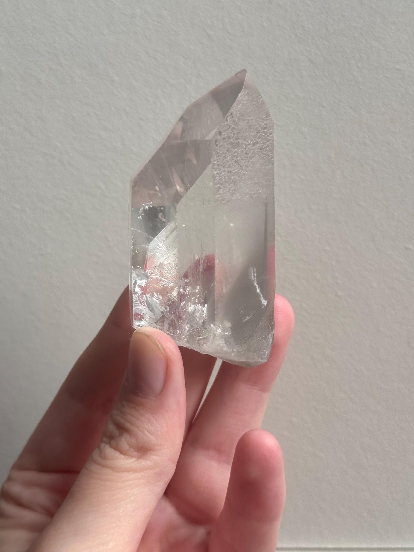 RARE Grey Lithium Lemurian Quartz Point from Brazil | Grey Phantom Inclusion Quartz with Record Keepers