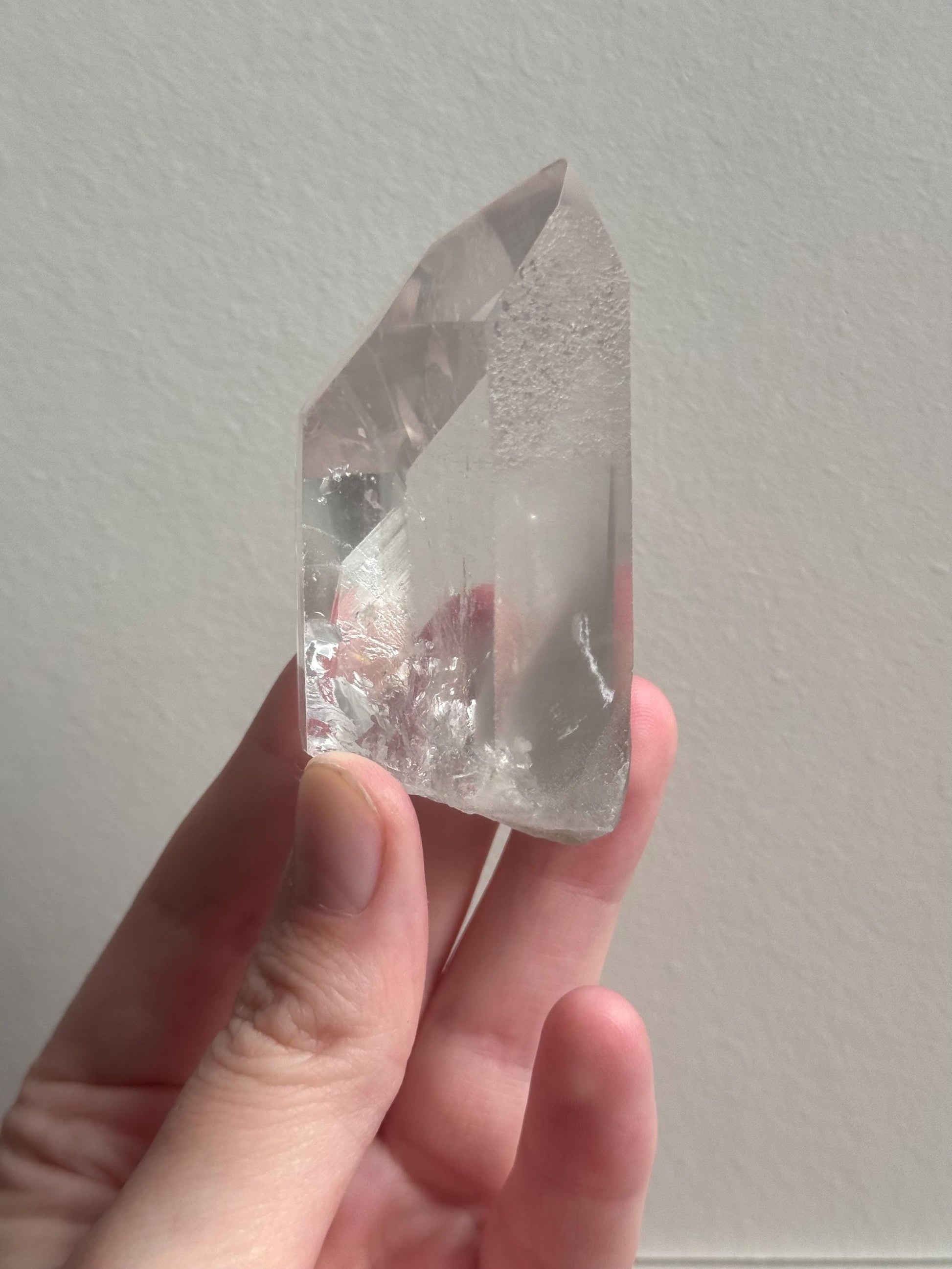 RARE Grey Lithium Lemurian Quartz Point from Brazil | Grey Phantom Inclusion Quartz with Record Keepers