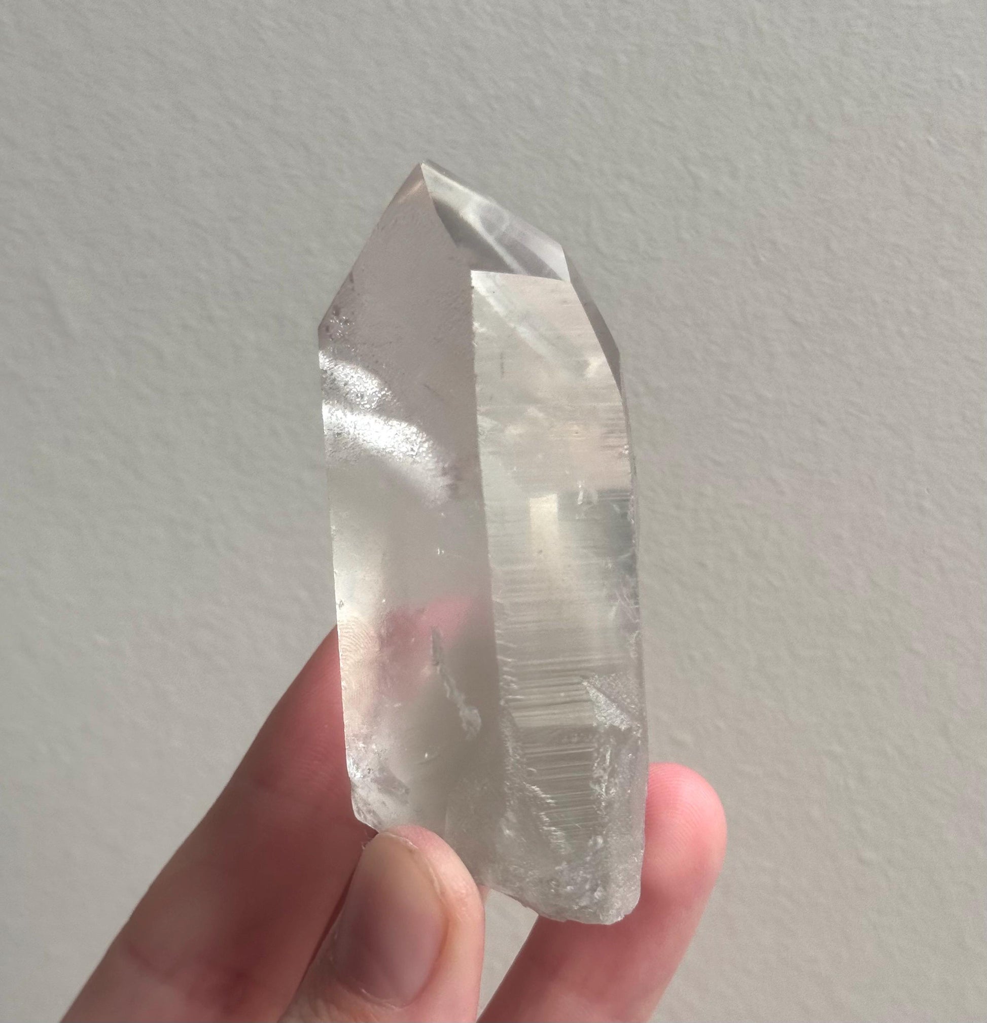 RARE Grey Lithium Lemurian Quartz Point from Brazil | Grey Phantom Inclusion Quartz with Record Keepers