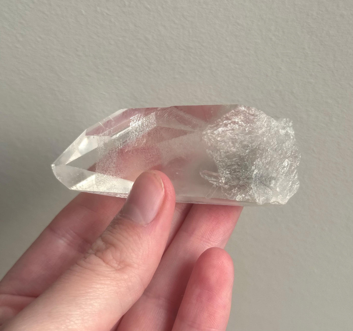 RARE Grey Lithium Quartz Point from Brazil | Grey Phantom Inclusion Quartz