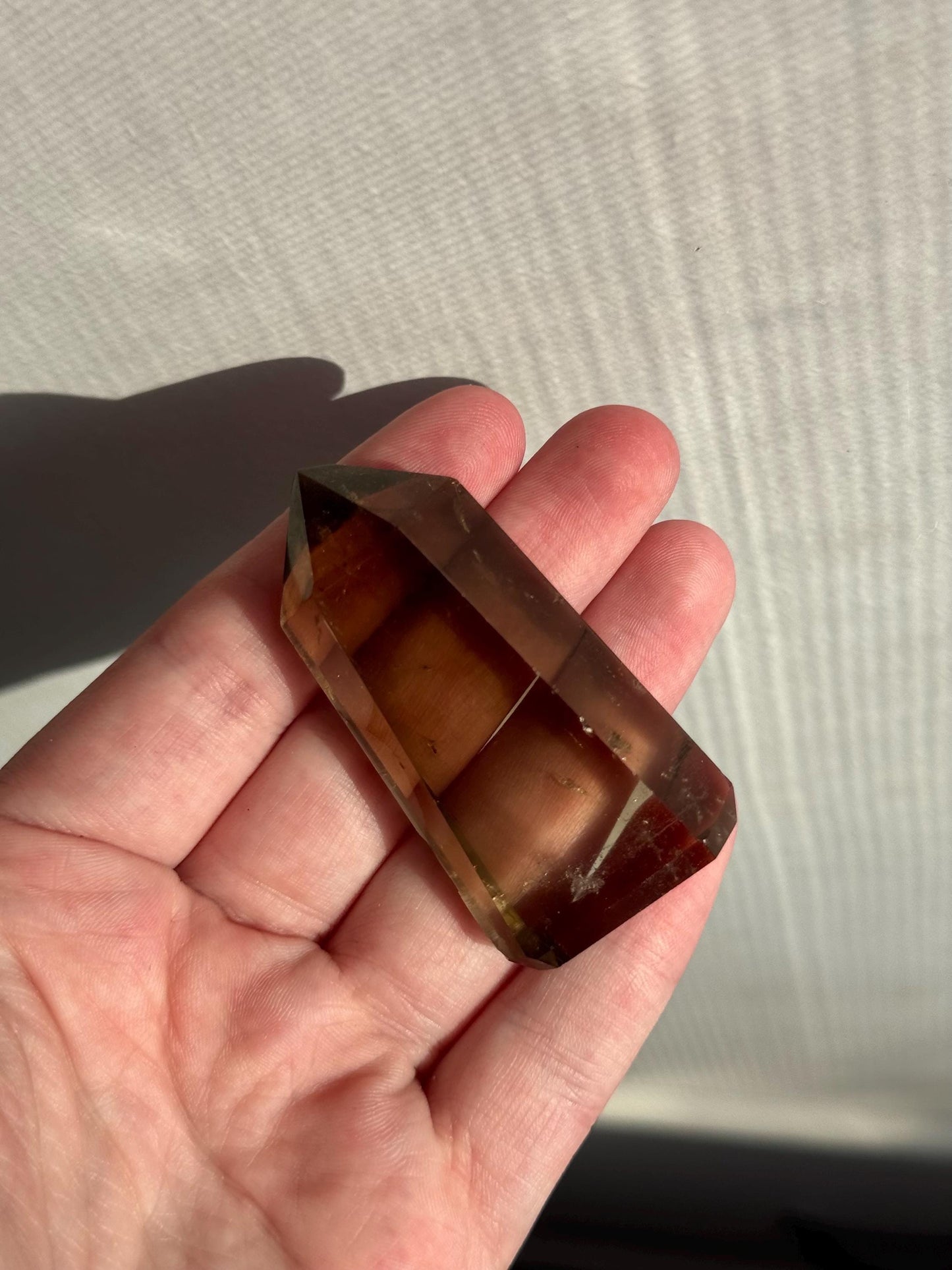 High Quality Smoky Citrine Point from Brazil | Dark Honey Citrine Generator