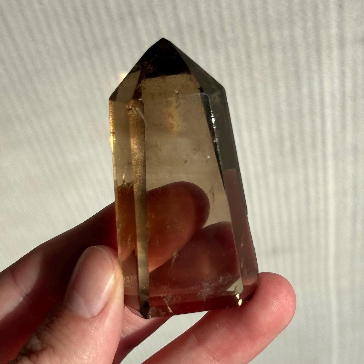 High Quality Smoky Citrine Point from Brazil | Dark Honey Citrine Generator