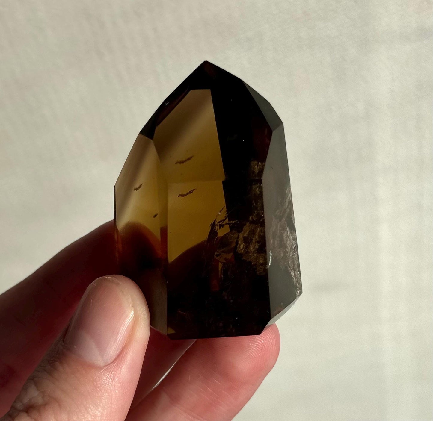 High Quality Smoky Citrine Point from Brazil | Dark Honey Citrine Generator