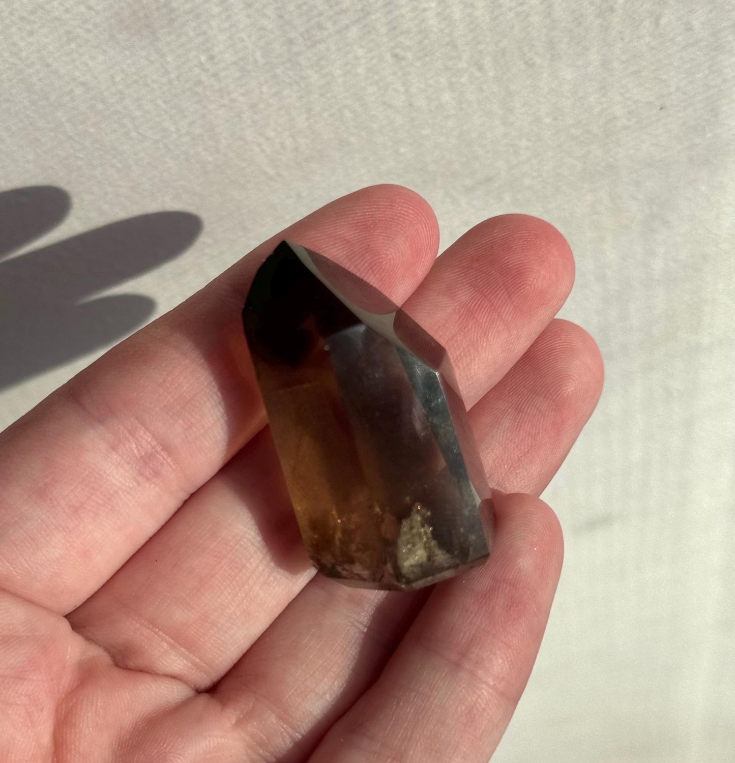 High Quality Smoky Citrine Point from Brazil | Dark Honey Citrine Generator