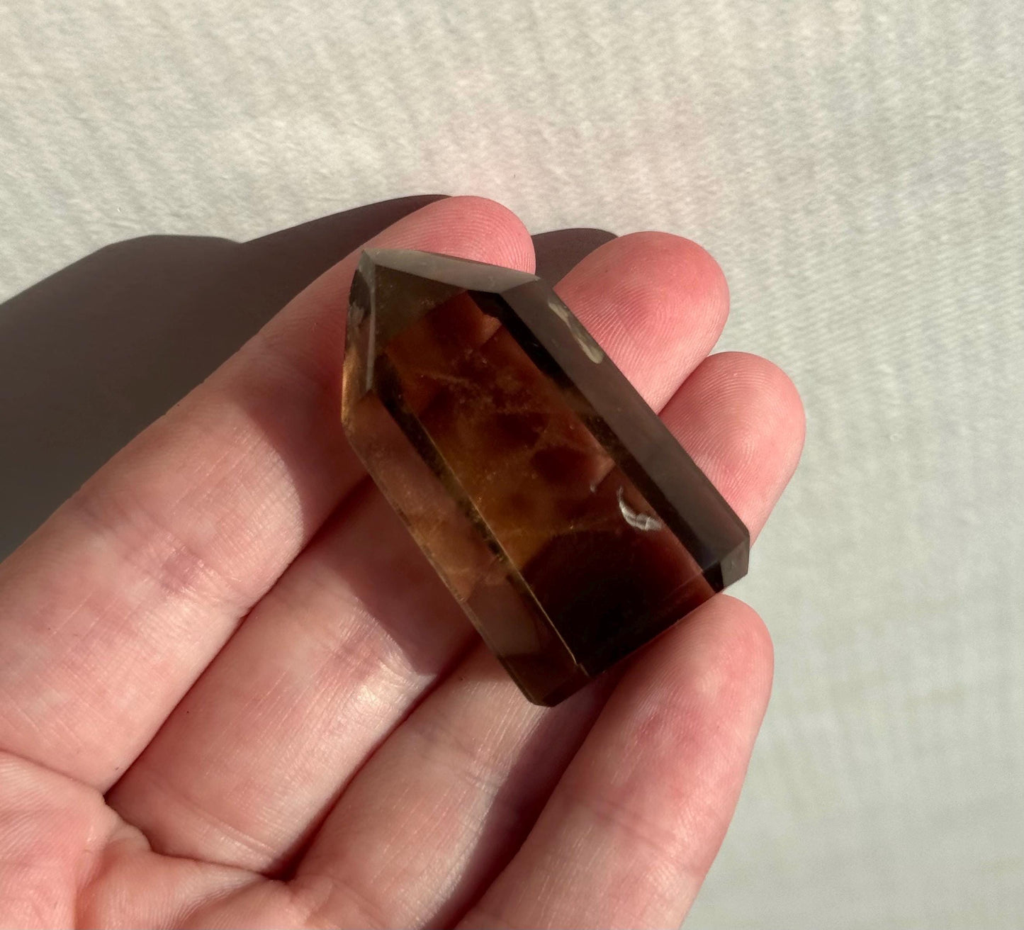 High Quality Smoky Citrine Point from Brazil | Dark Honey Citrine Generator