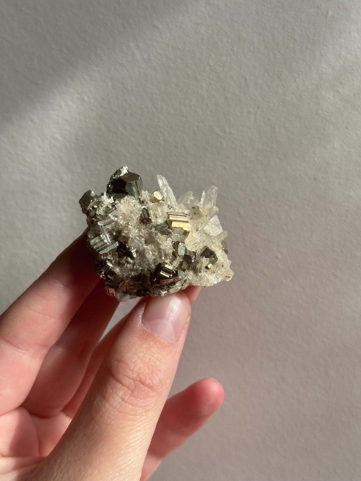 Gorgeous Pyrite on Clear Quartz Cluster Specimen | Pyrite Quartz Specimen