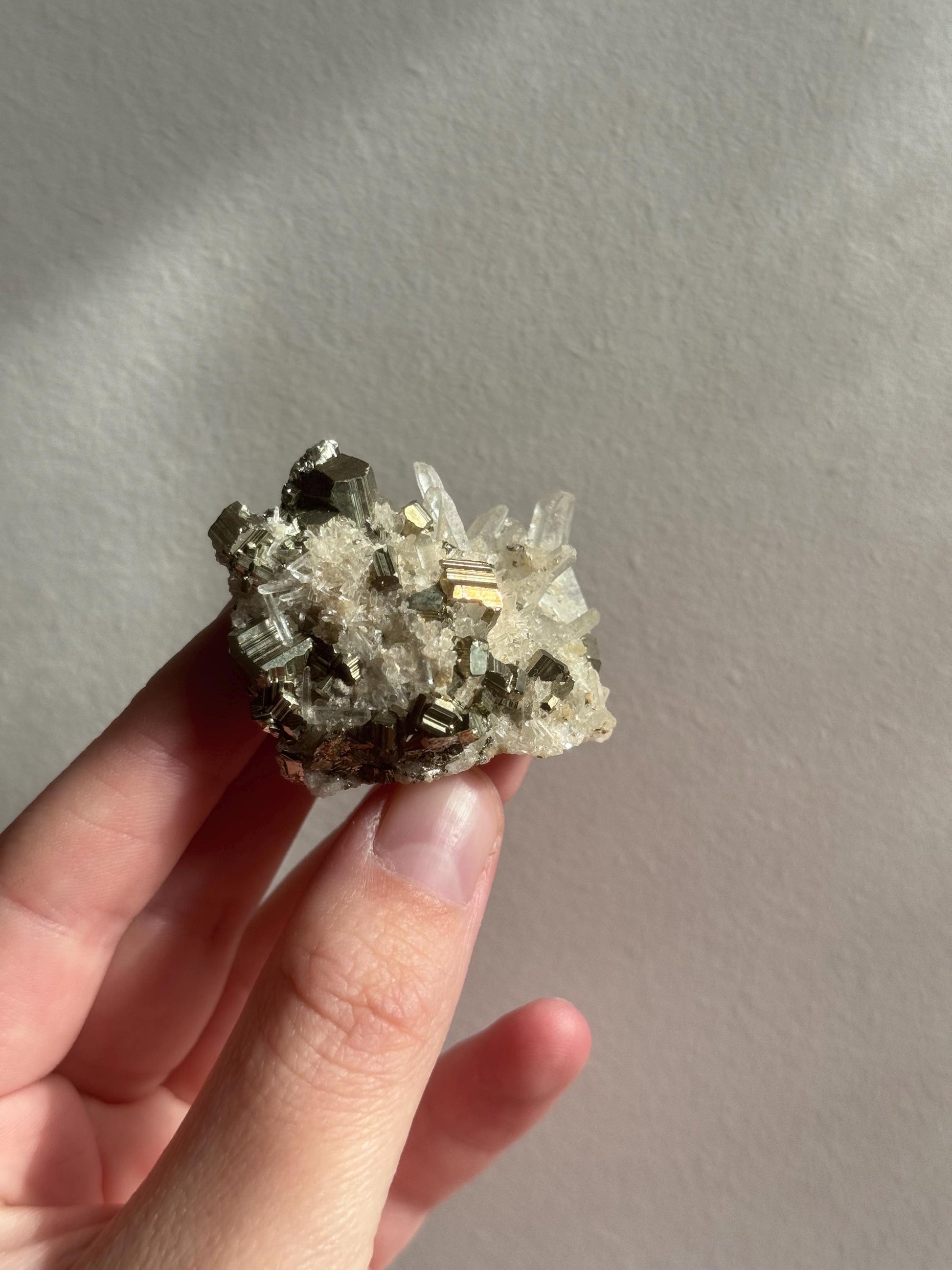 Gorgeous Pyrite on Clear Quartz Cluster Specimen | Pyrite Quartz Specimen
