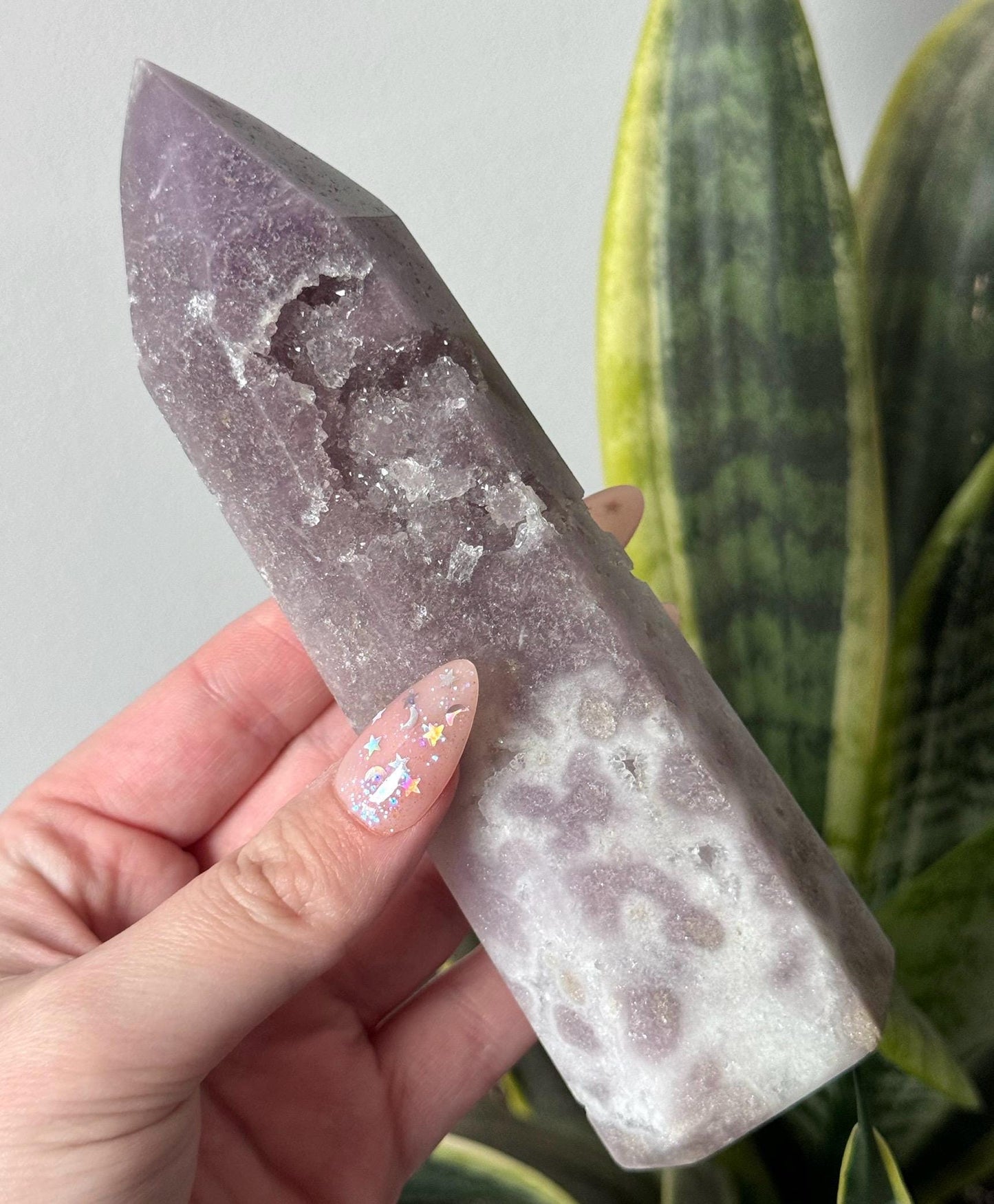 Lavender Pink Amethyst Tower with Druzy | Lilac Pink Amethyst 6” Tall Obelisk