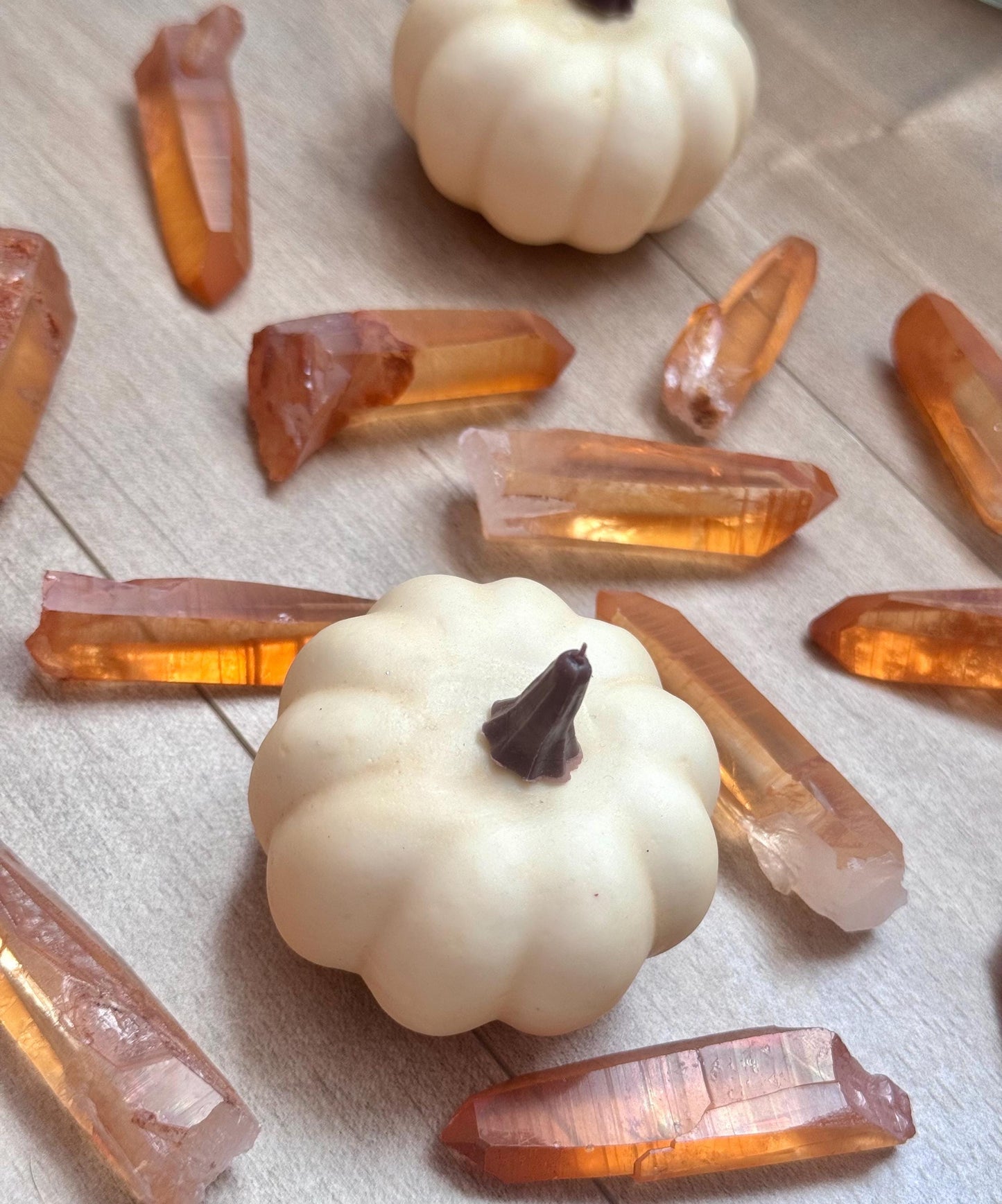 Stunning Tangerine Lemurian Quartz Points from Brazil | Raw Lemurian Tangerine Quartz Points