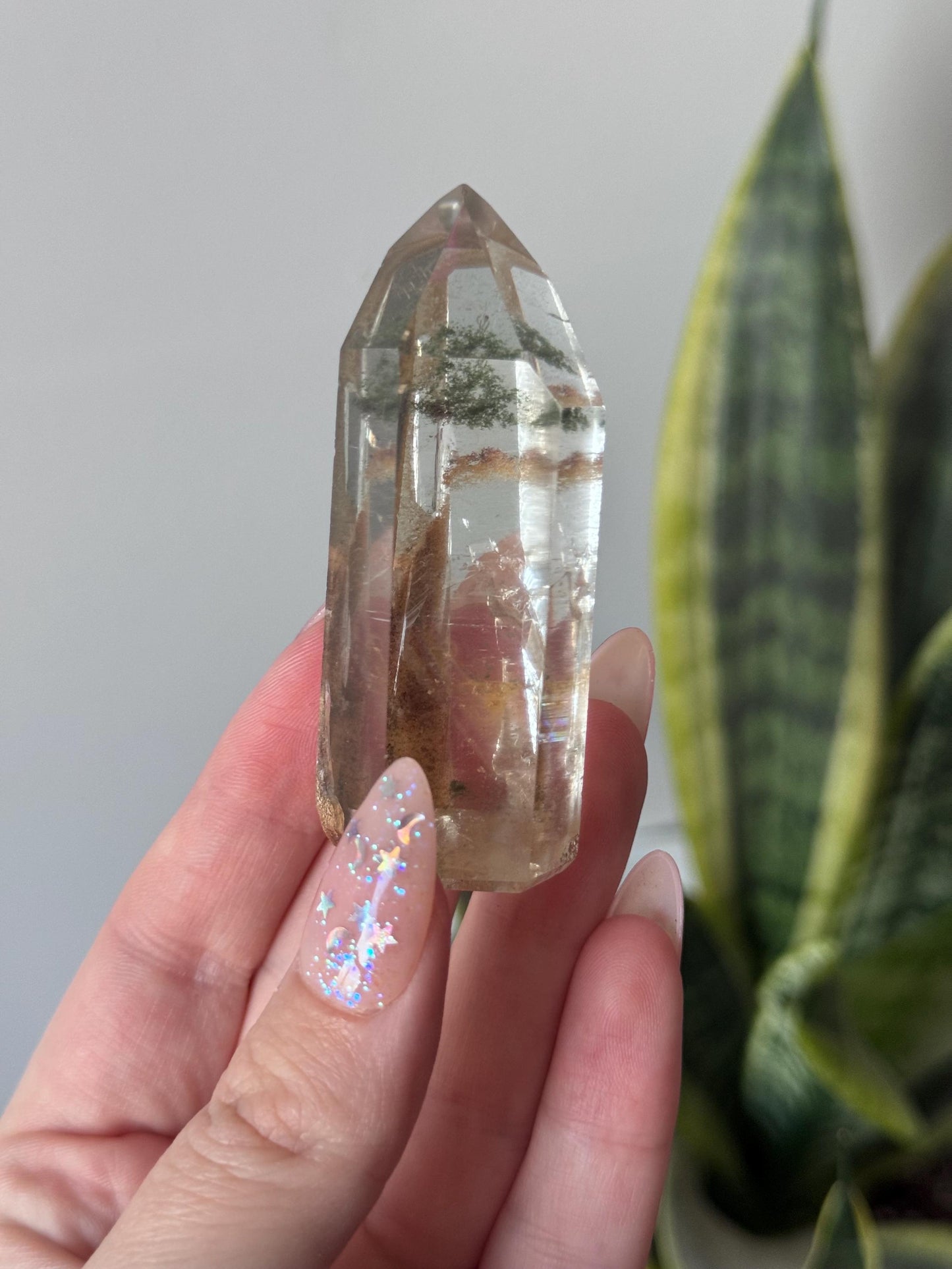 High Quality Garden Quartz Lemurian Point from Brazil | Lodolite Generator with Rainbows AAA