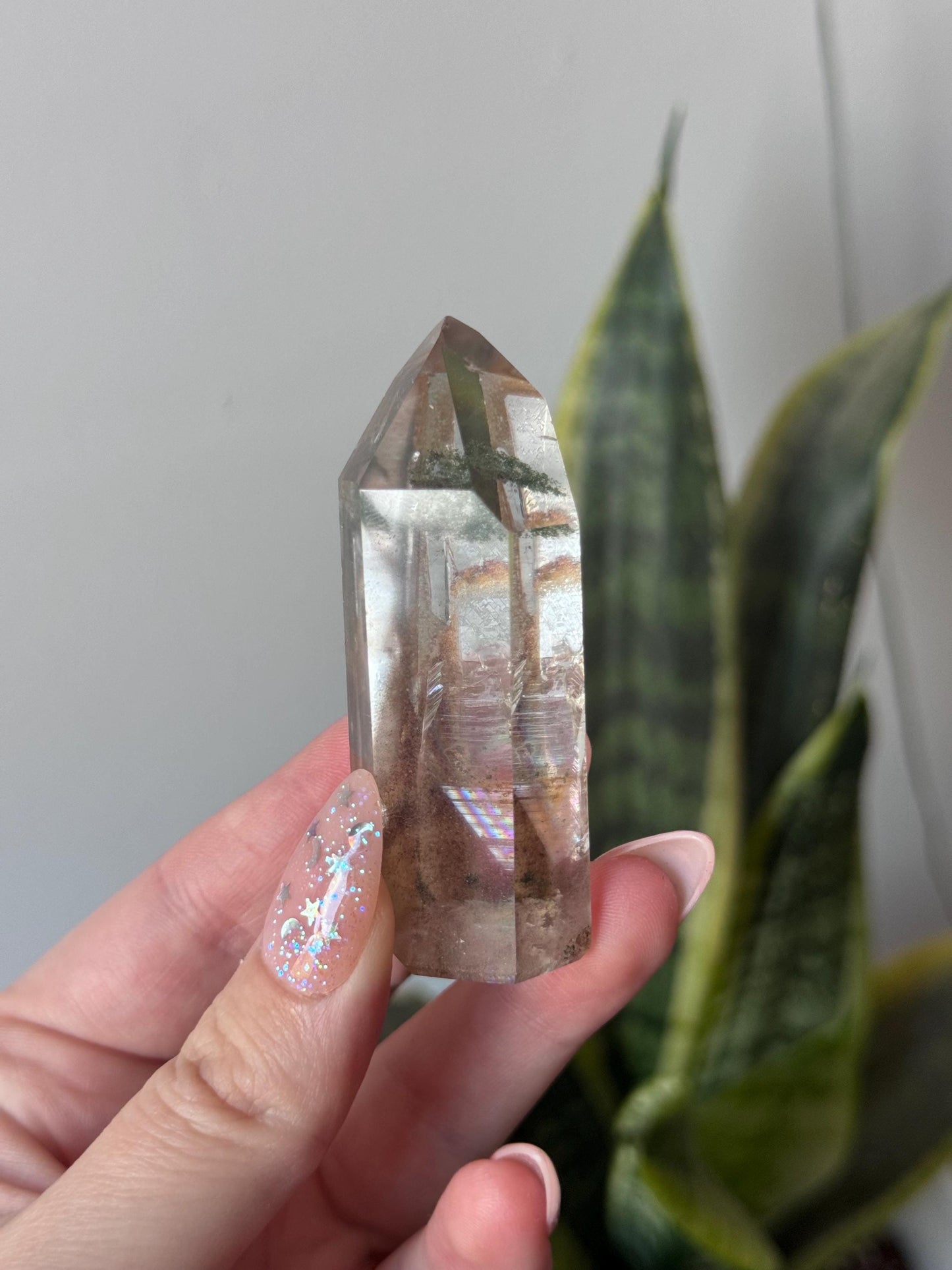 High Quality Garden Quartz Lemurian Point from Brazil | Lodolite Generator with Rainbows AAA