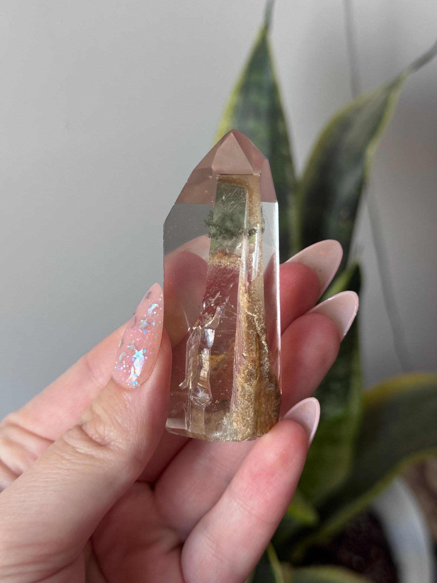 High Quality Garden Quartz Lemurian Point from Brazil | Lodolite Generator with Rainbows AAA