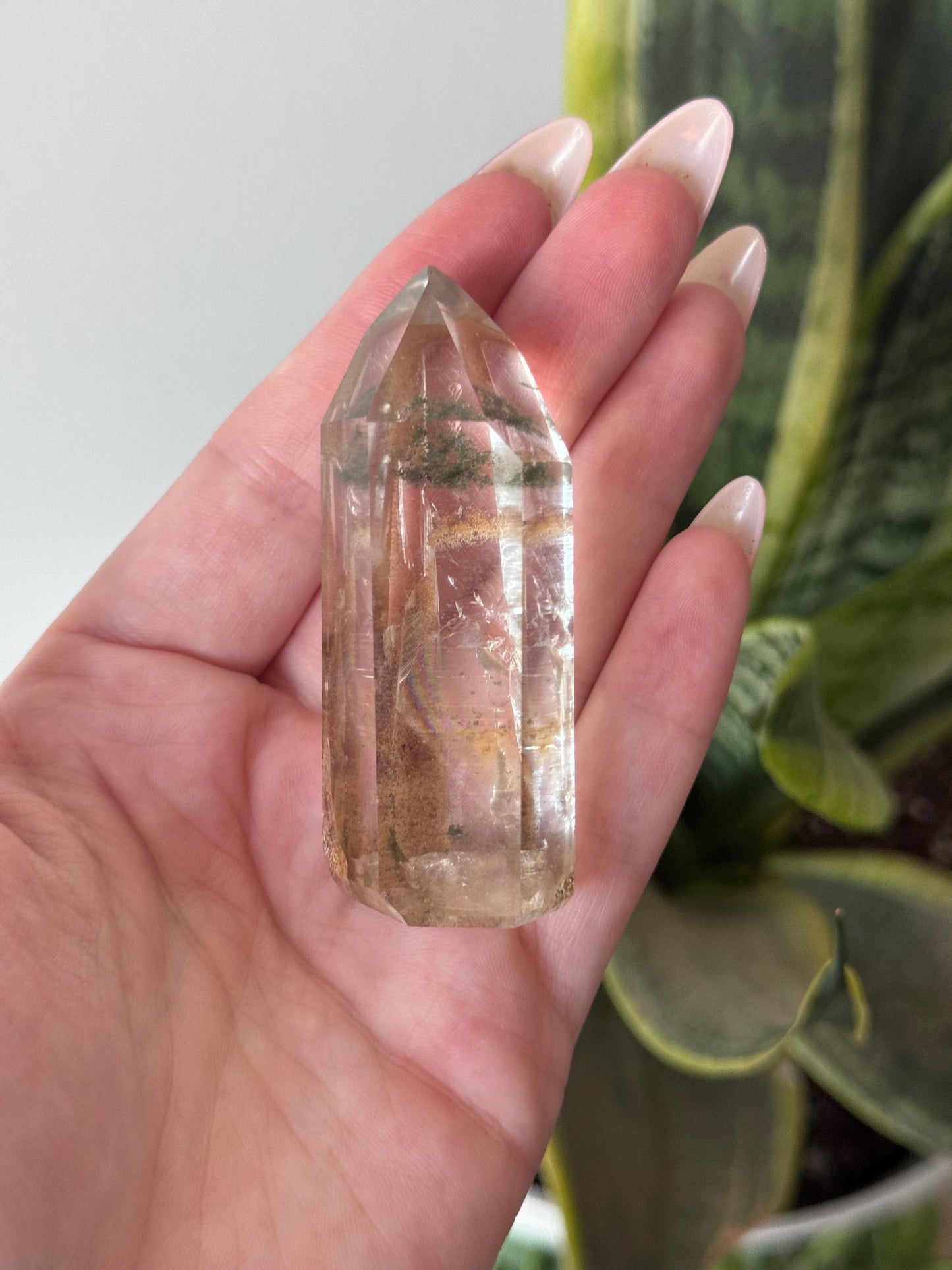 High Quality Garden Quartz Lemurian Point from Brazil | Lodolite Generator with Rainbows AAA