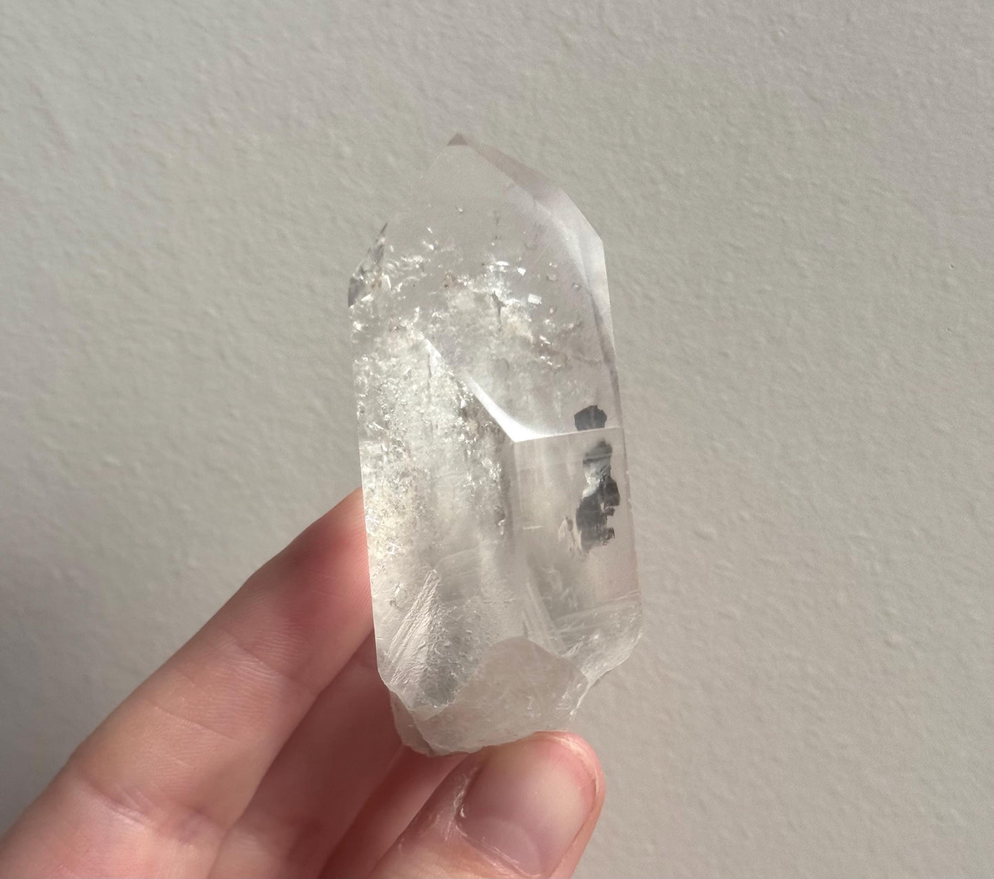 RARE Grey Lithium Quartz Point from Brazil | Grey Phantom Inclusion Quartz