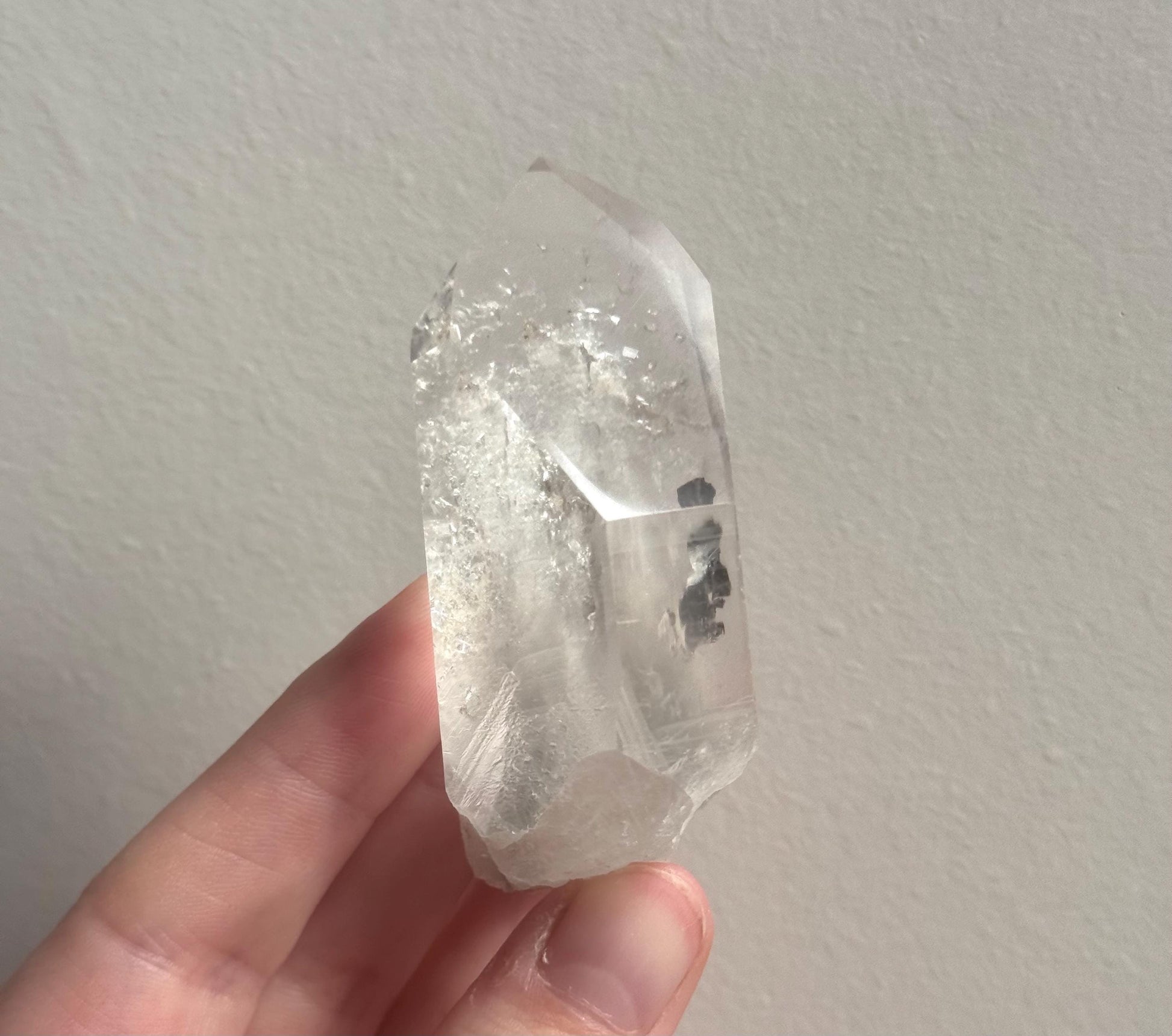 RARE Grey Lithium Quartz Point from Brazil | Grey Phantom Inclusion Quartz