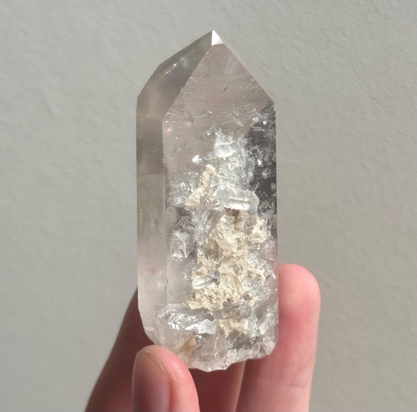RARE Grey Lithium Quartz Point from Brazil | Grey Phantom Inclusion Quartz