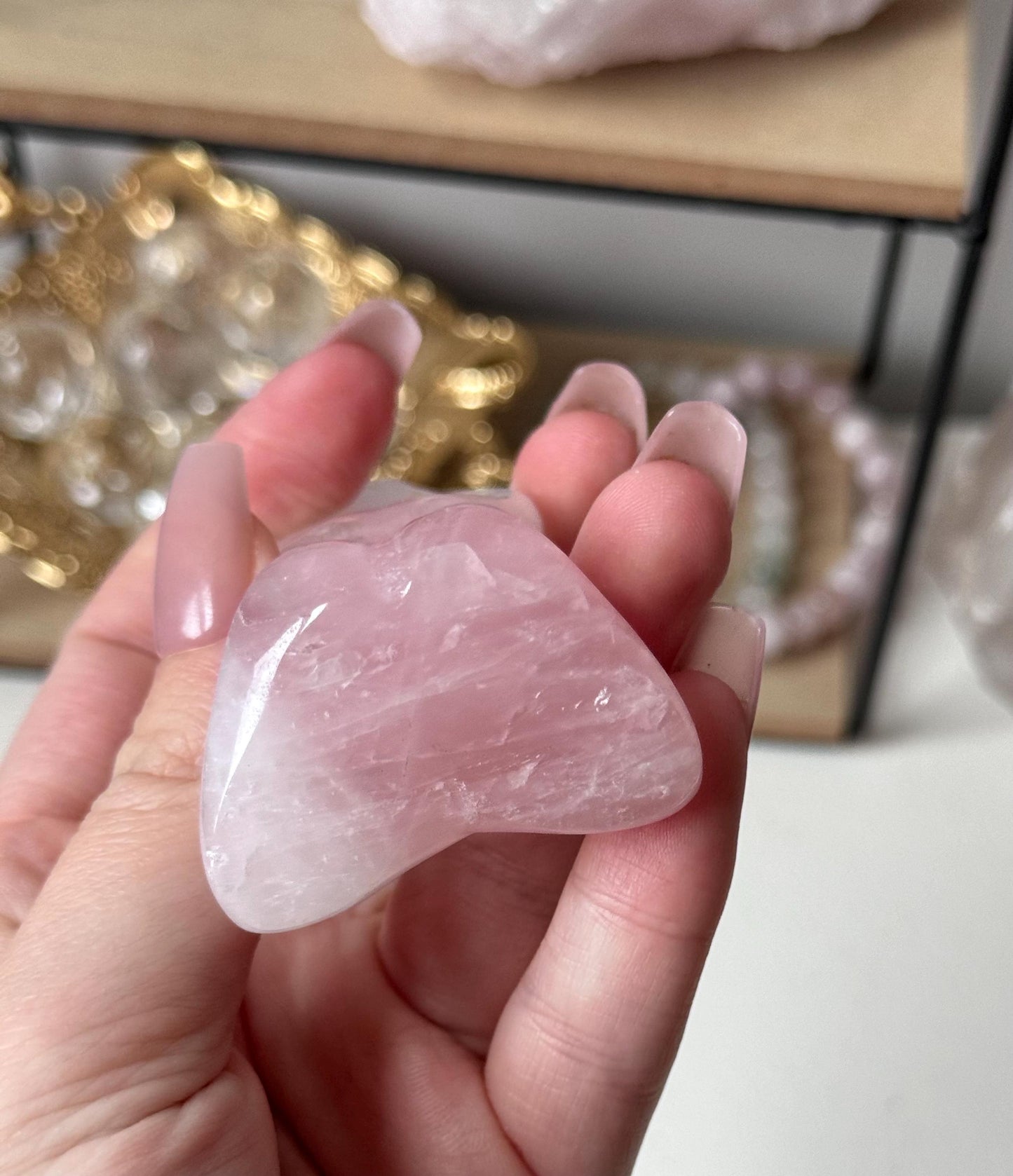 Beautiful Rose Quartz Yoga Pose Goddess Figurine | Meditating Pose Crystal Carving