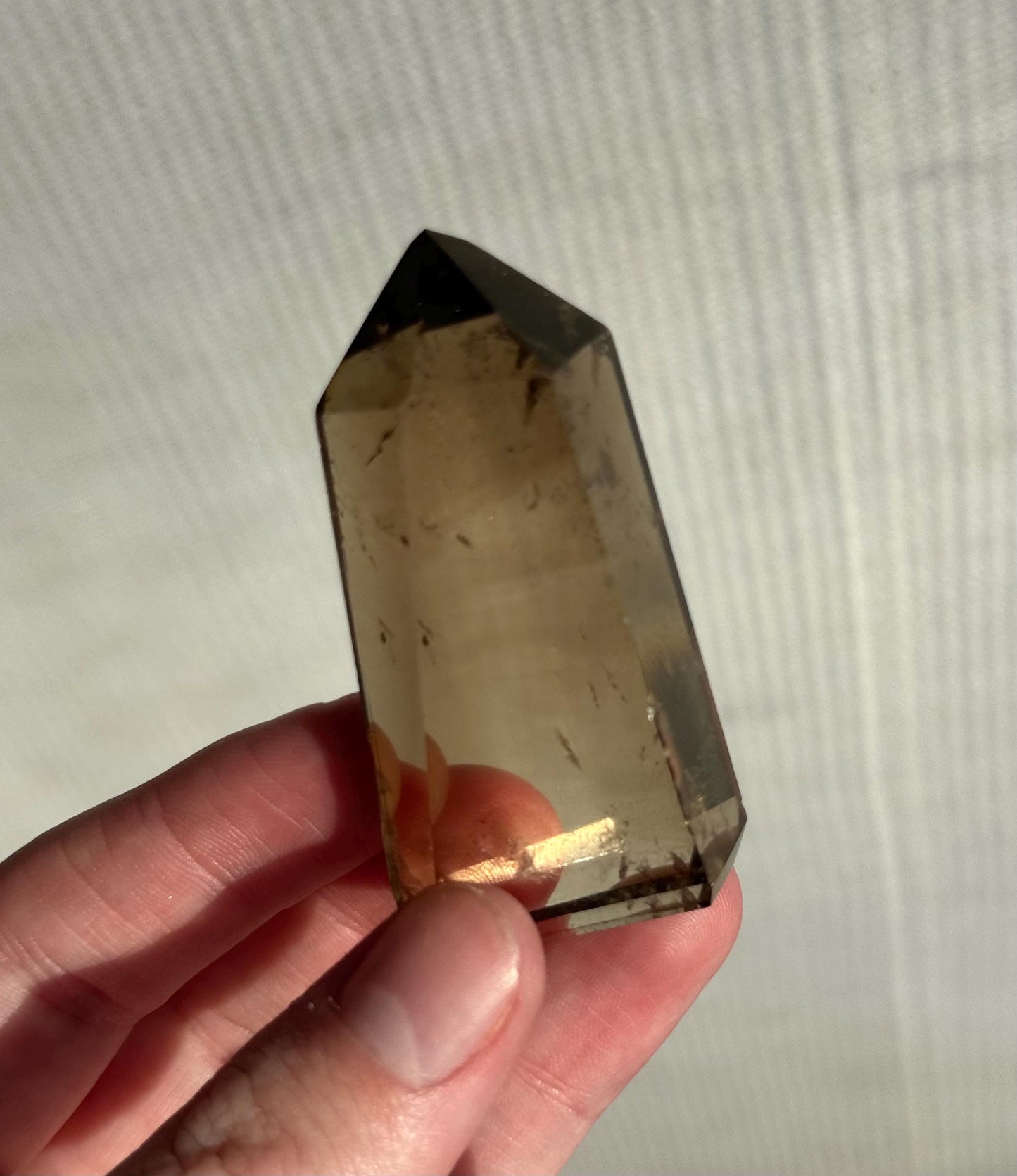 High Quality Smoky Citrine Point from Brazil | Dark Honey Citrine Generator
