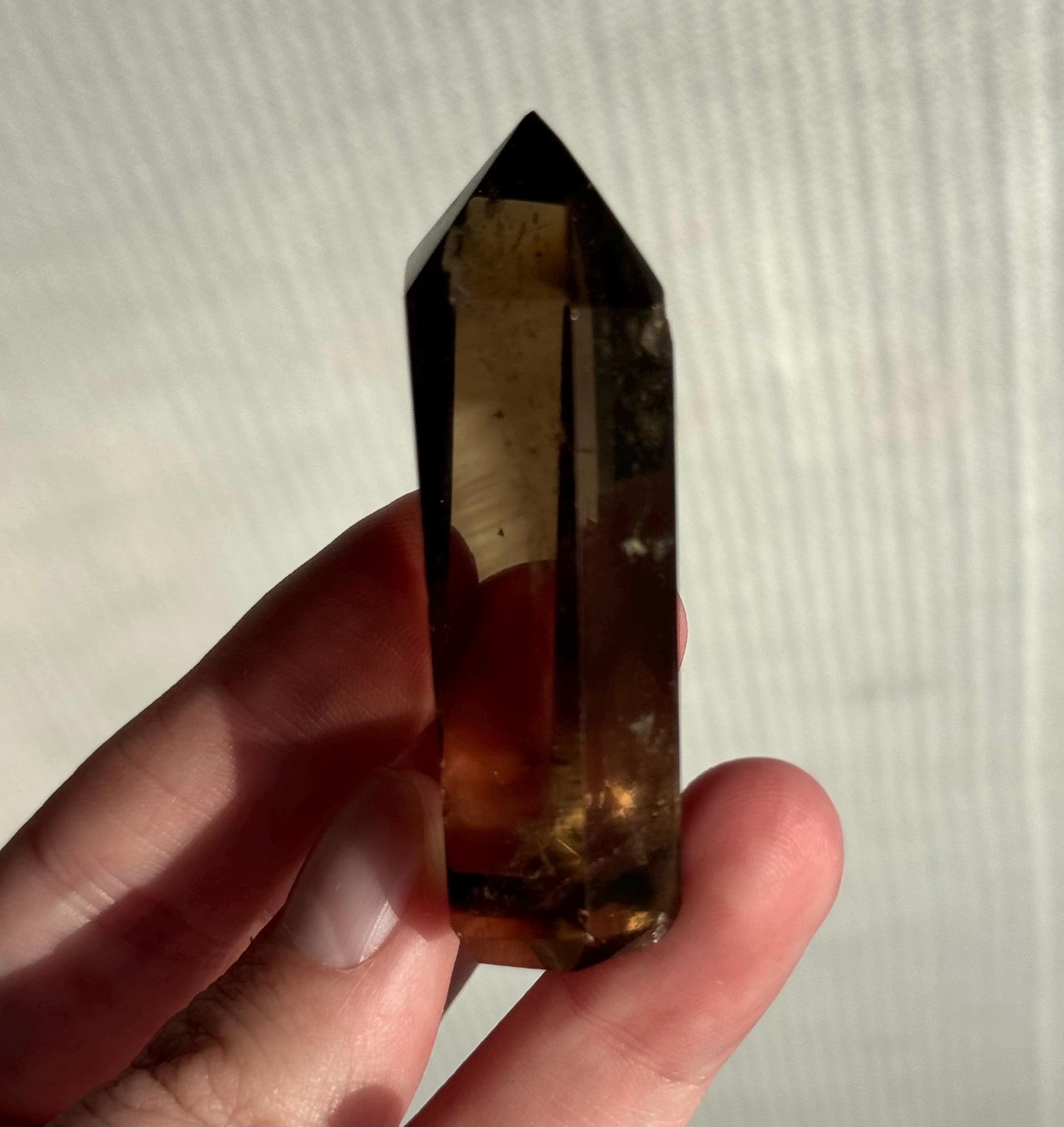 High Quality Smoky Citrine Point from Brazil | Dark Honey Citrine Generator